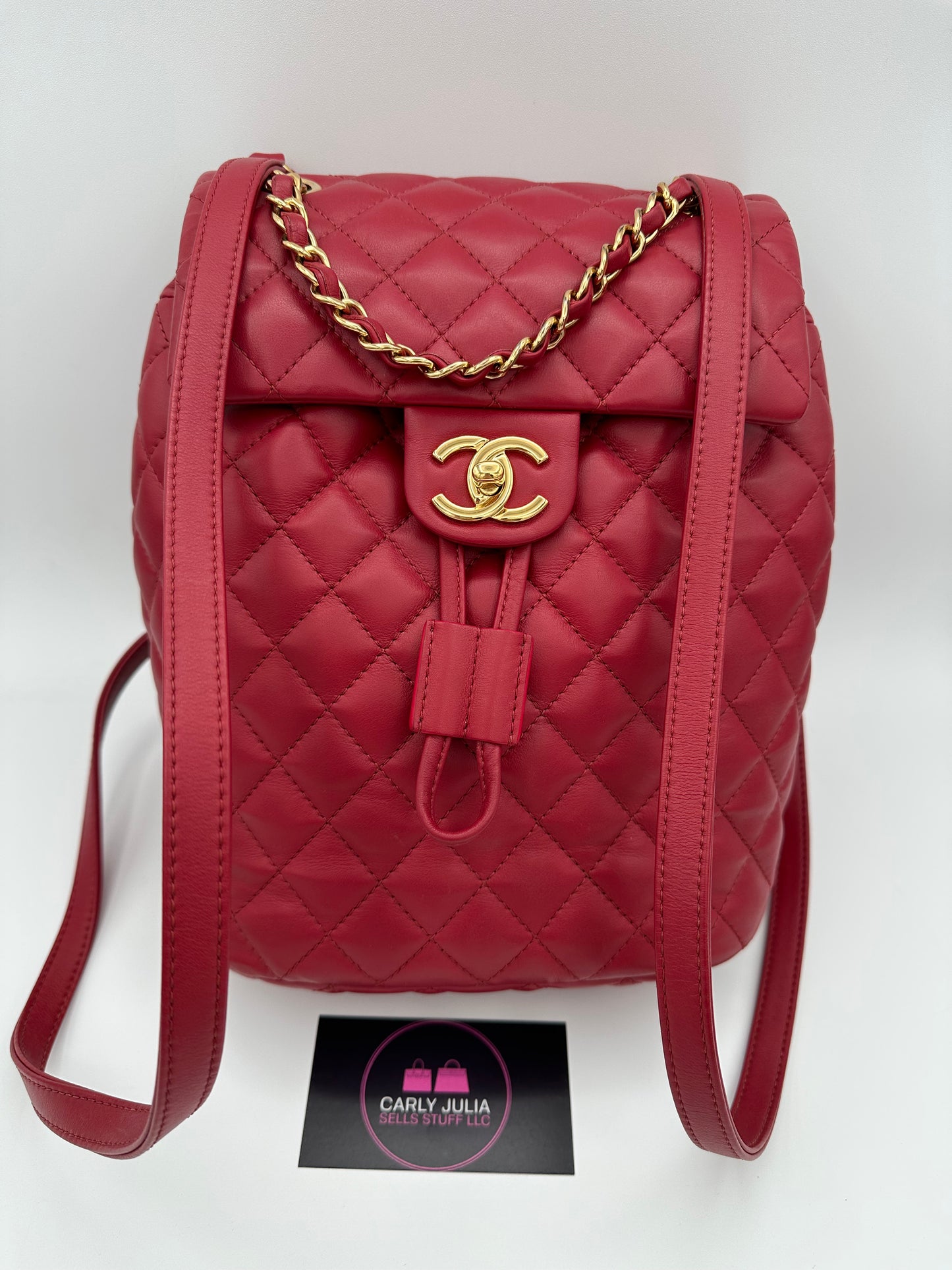 CHANEL Red Quilted Small Urban Spirit Backpack