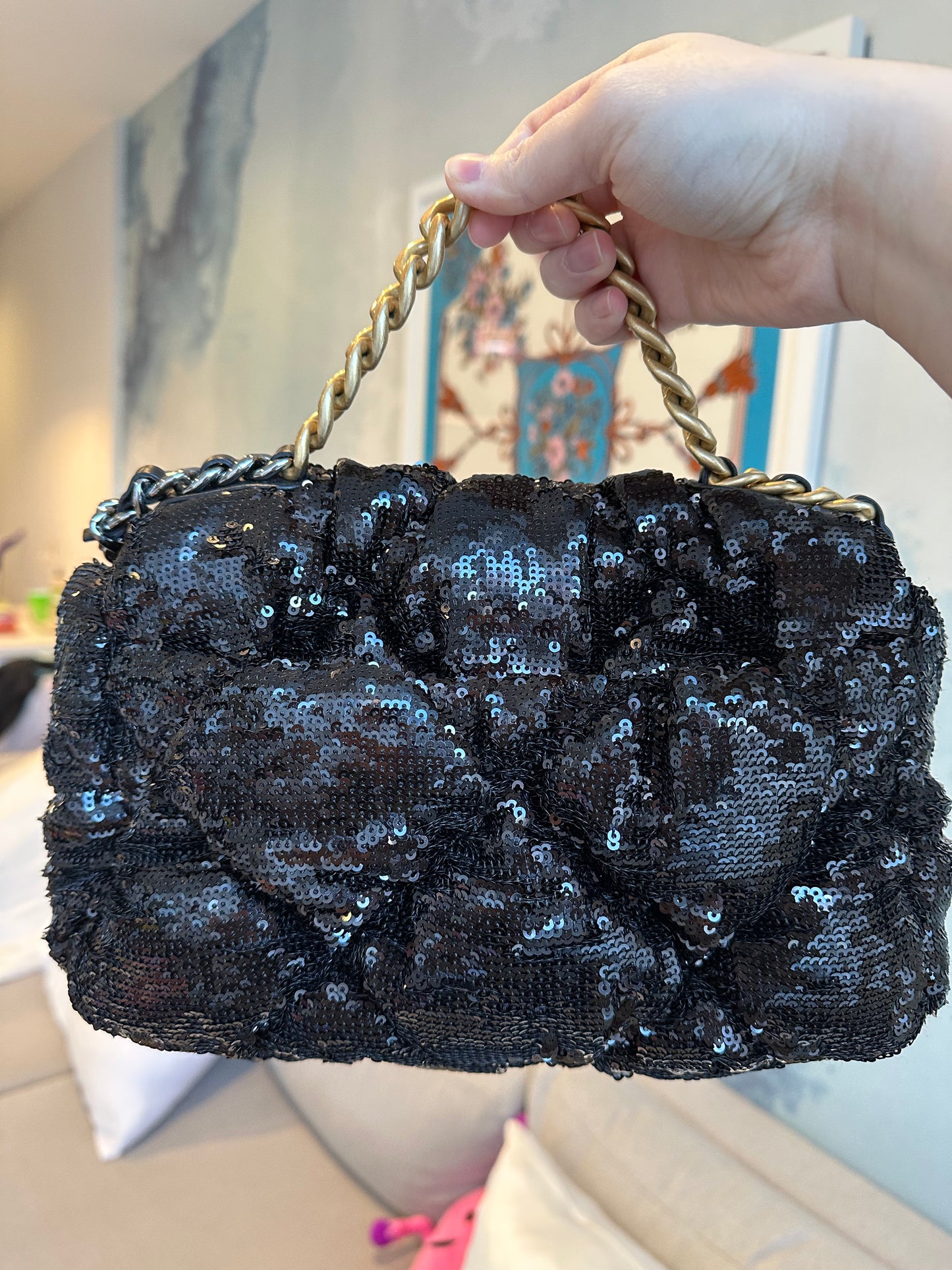 CHANEL 19 Small Sequin Flap