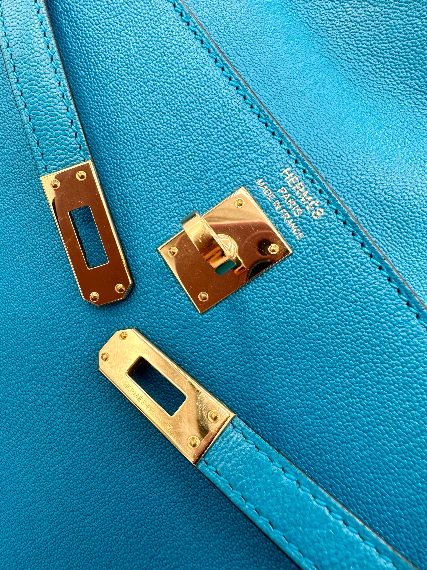 Hermes Kelly 25 Chèvre Blue Zanzibar