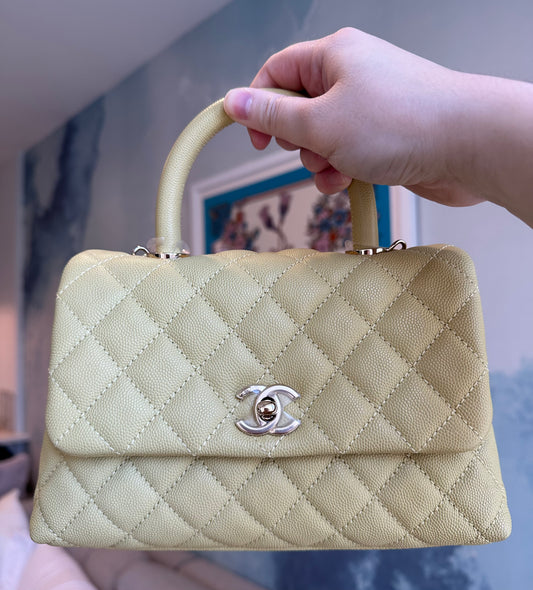 CHANEL New Quilted Caviar Old Mini Small Coco Handle