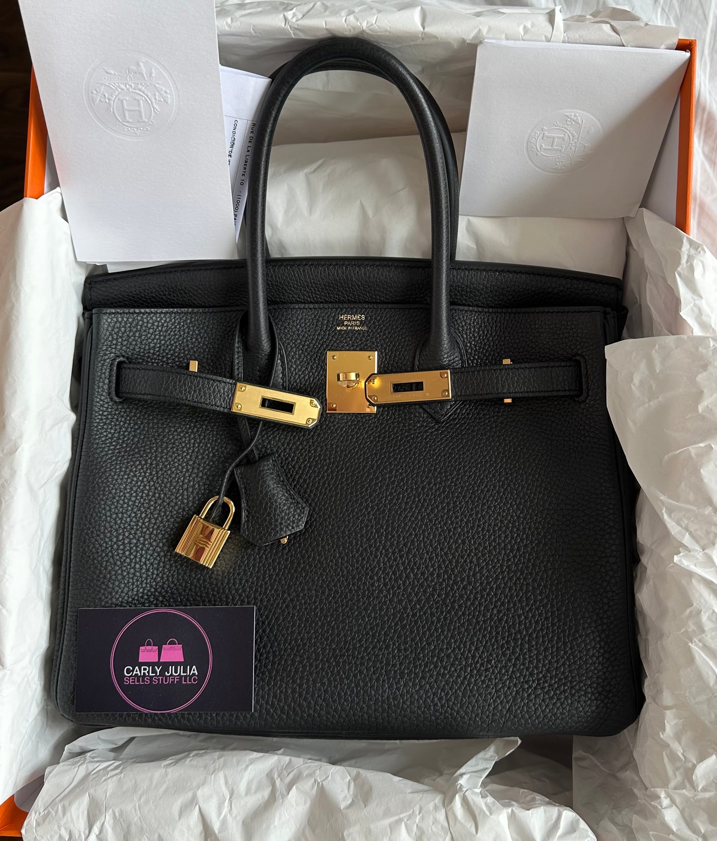 Hermes Togo Noir Birkin 30 GHW