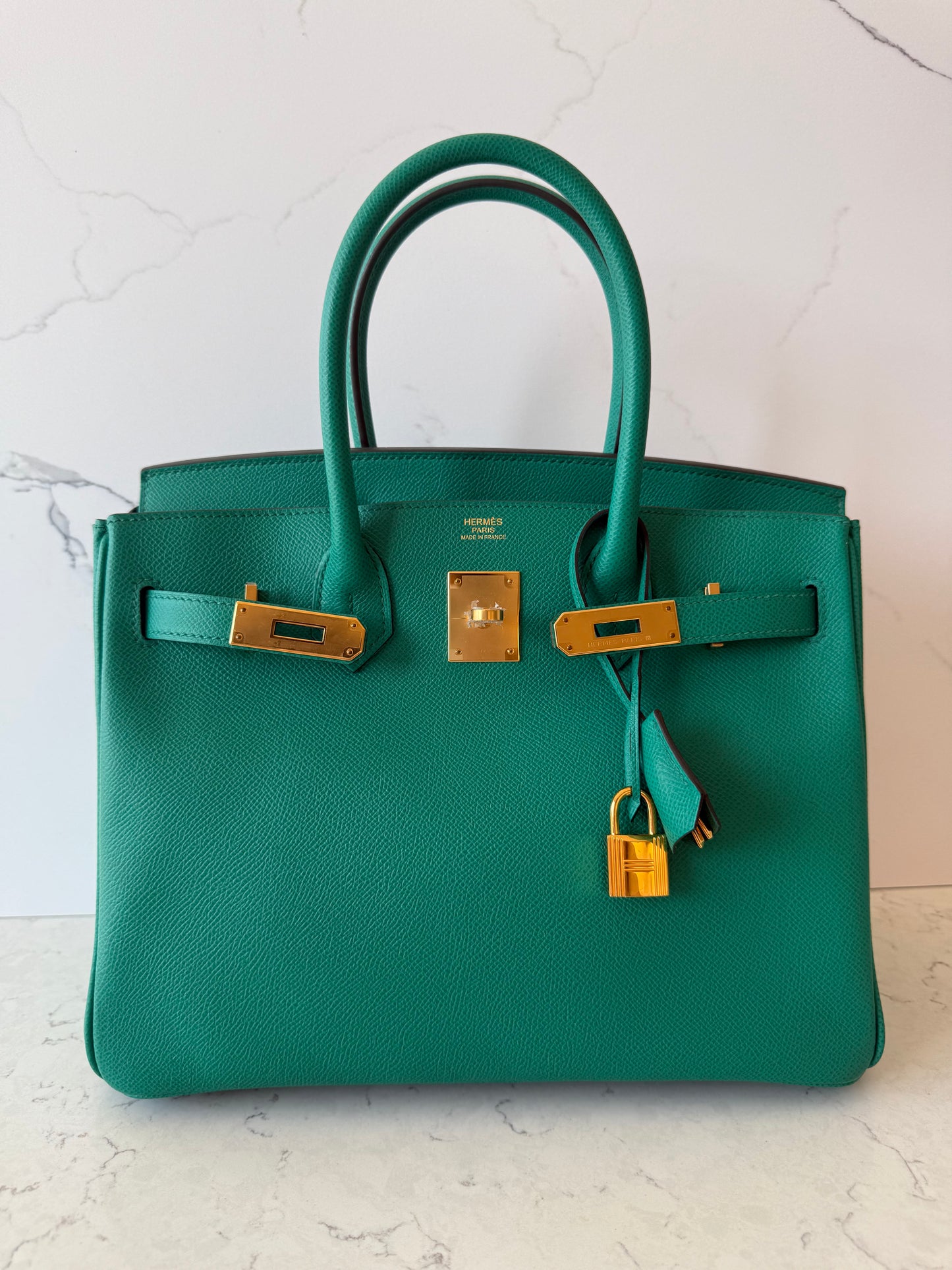 Hermes Birkin 30 Epsom Retourne Vert Jade GHW