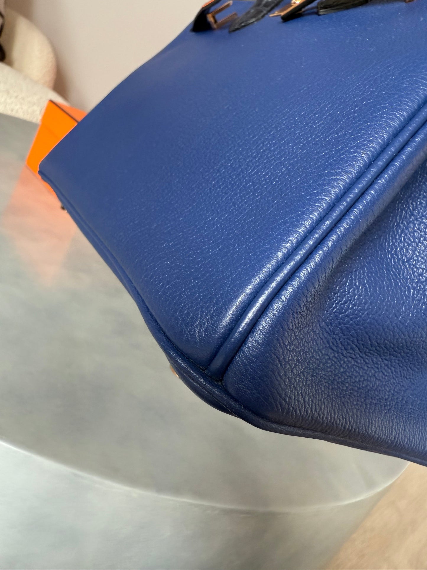 Birkin 25 Novillo Matte Alligator Bleu Saphir Bleu Marine RGHW - Carly Julia Sells Stuff, LLC