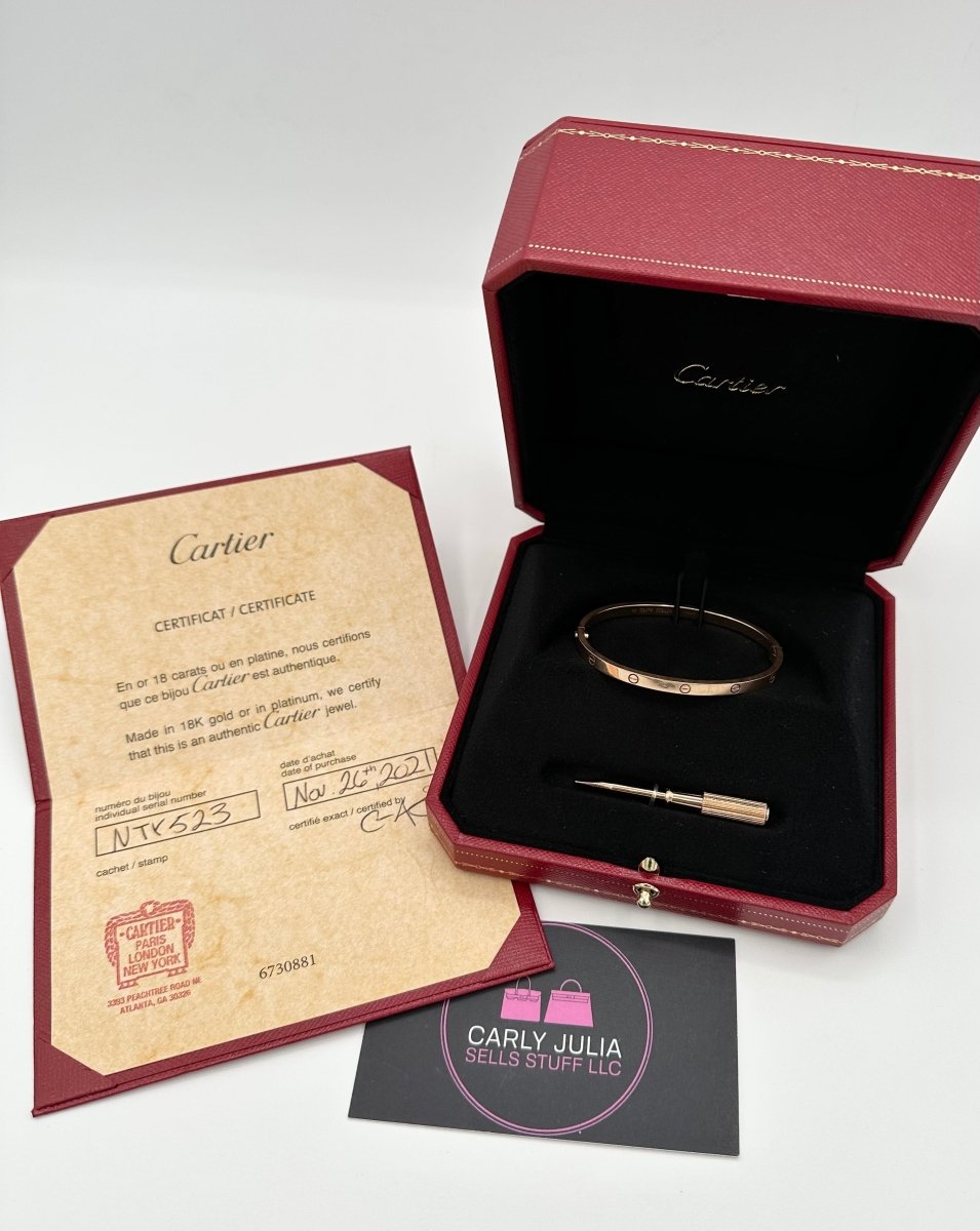 Cartier Small Love Bracelet Size 16 Rose Gold - Carly Julia Sells Stuff, LLC