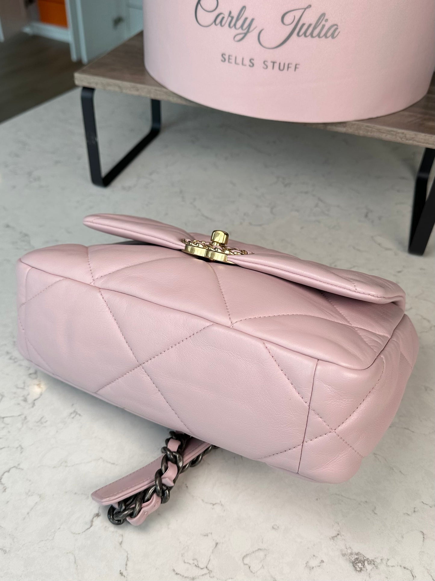 CHANEL 19 Light Pink Lambskin Crossbody - Carly Julia Sells Stuff, LLC