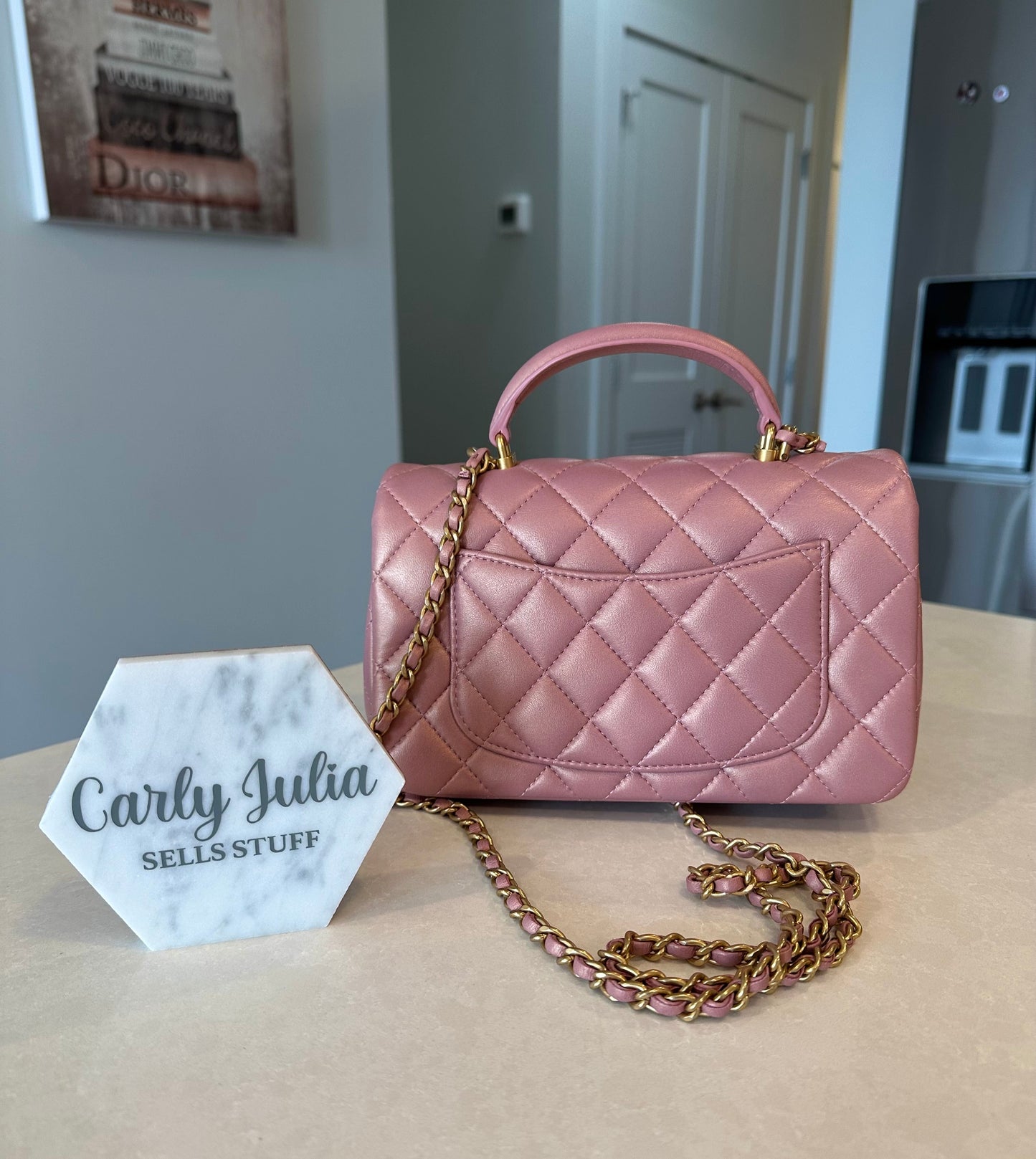 CHANEL 21S Iridescent Mauve Pink Mini Top Handle - Carly Julia Sells Stuff, LLC