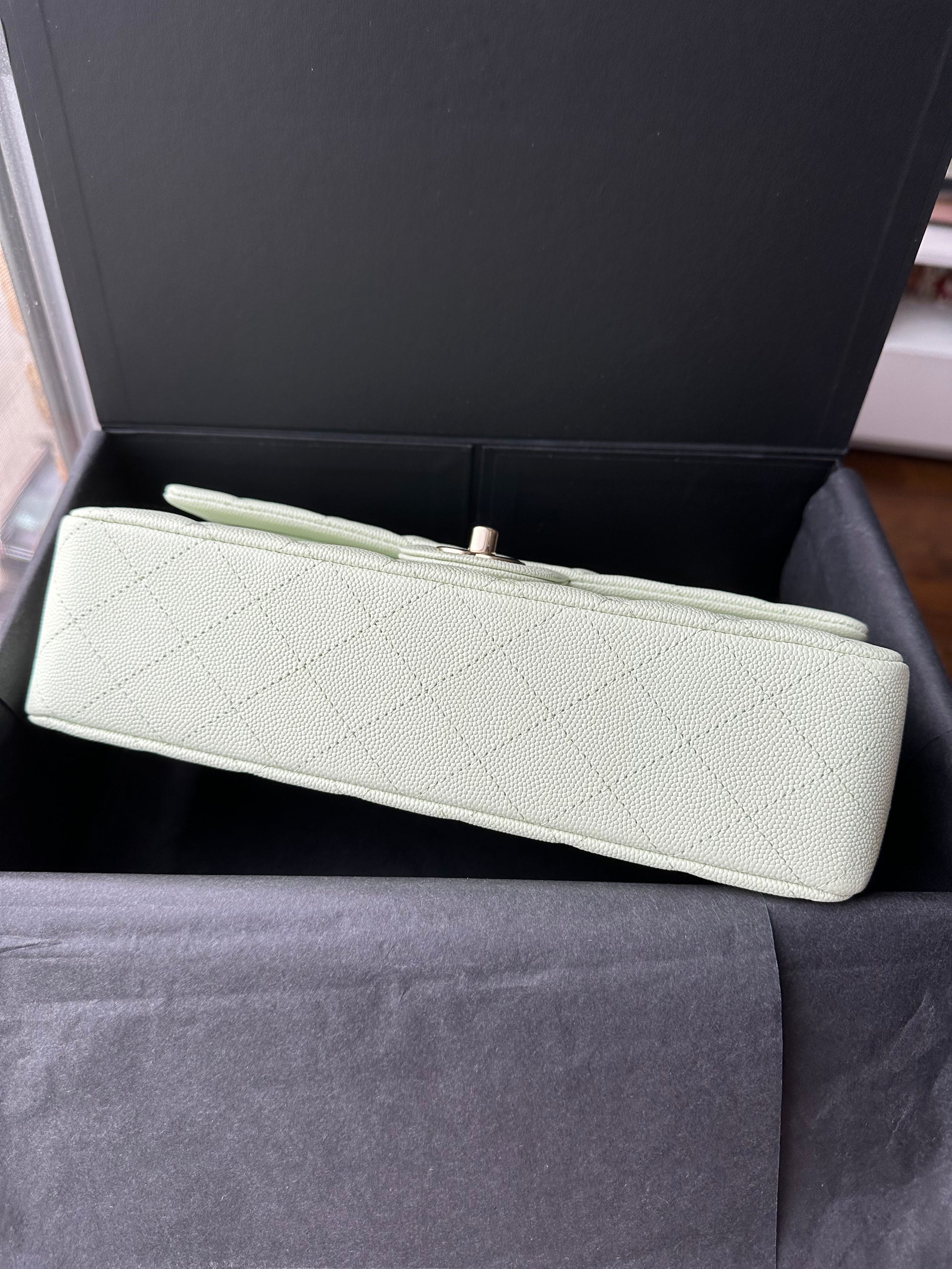 CHANEL 22C Mint Green Medium Caviar Classic Flap - Carly Julia Sells Stuff, LLC