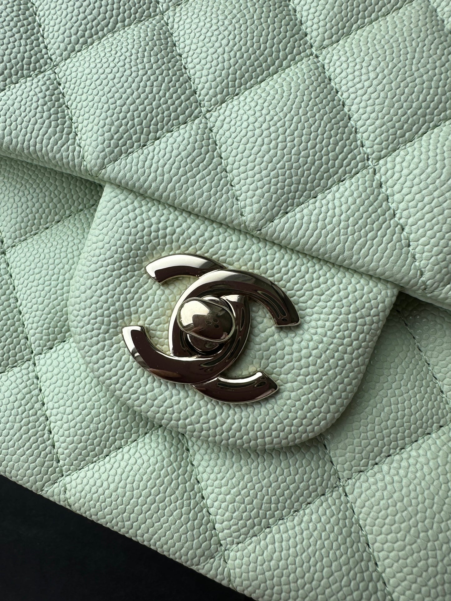 CHANEL 22C Mint Green Medium Caviar Classic Flap - Carly Julia Sells Stuff, LLC