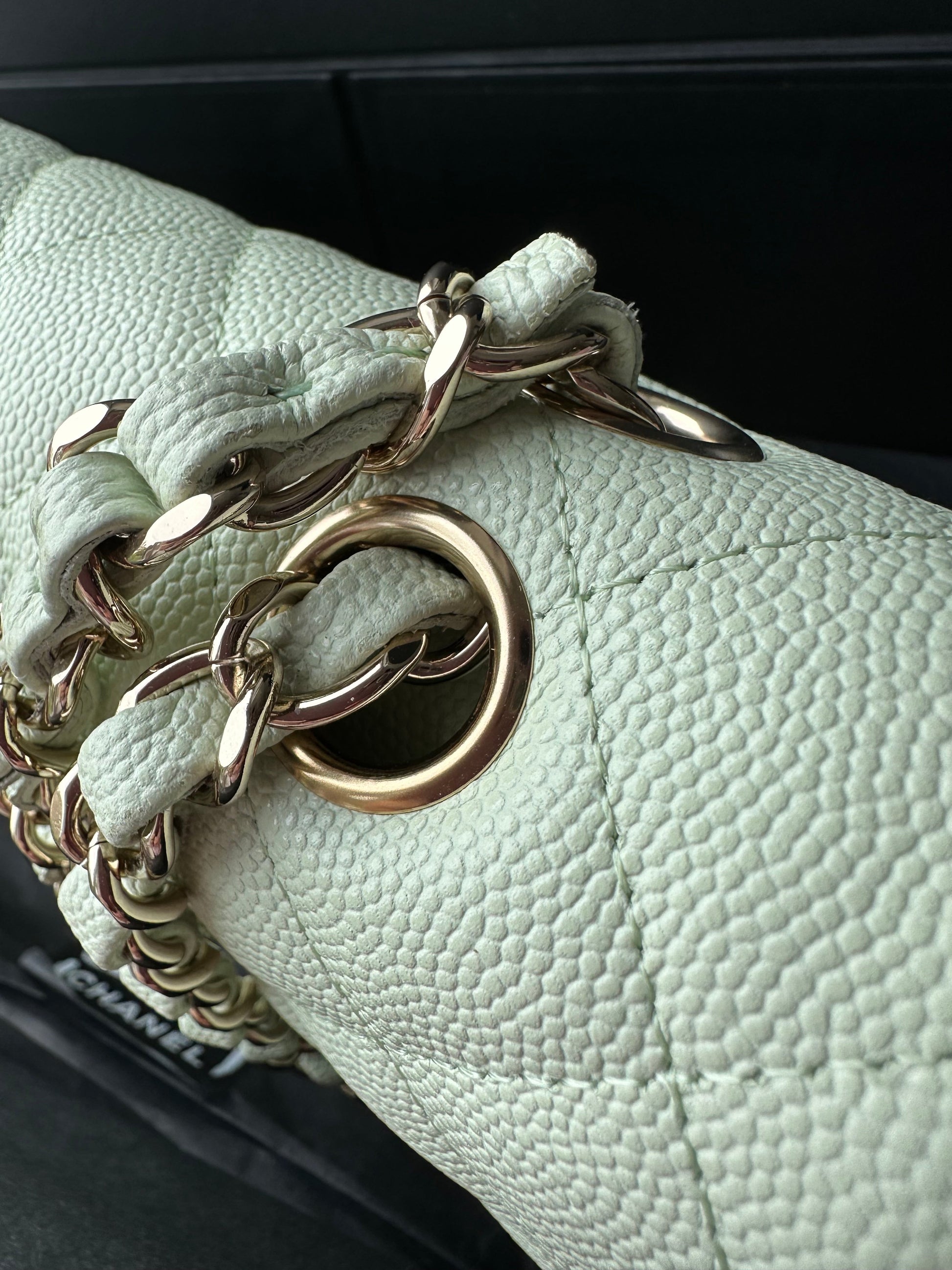 CHANEL 22C Mint Green Medium Caviar Classic Flap - Carly Julia Sells Stuff, LLC