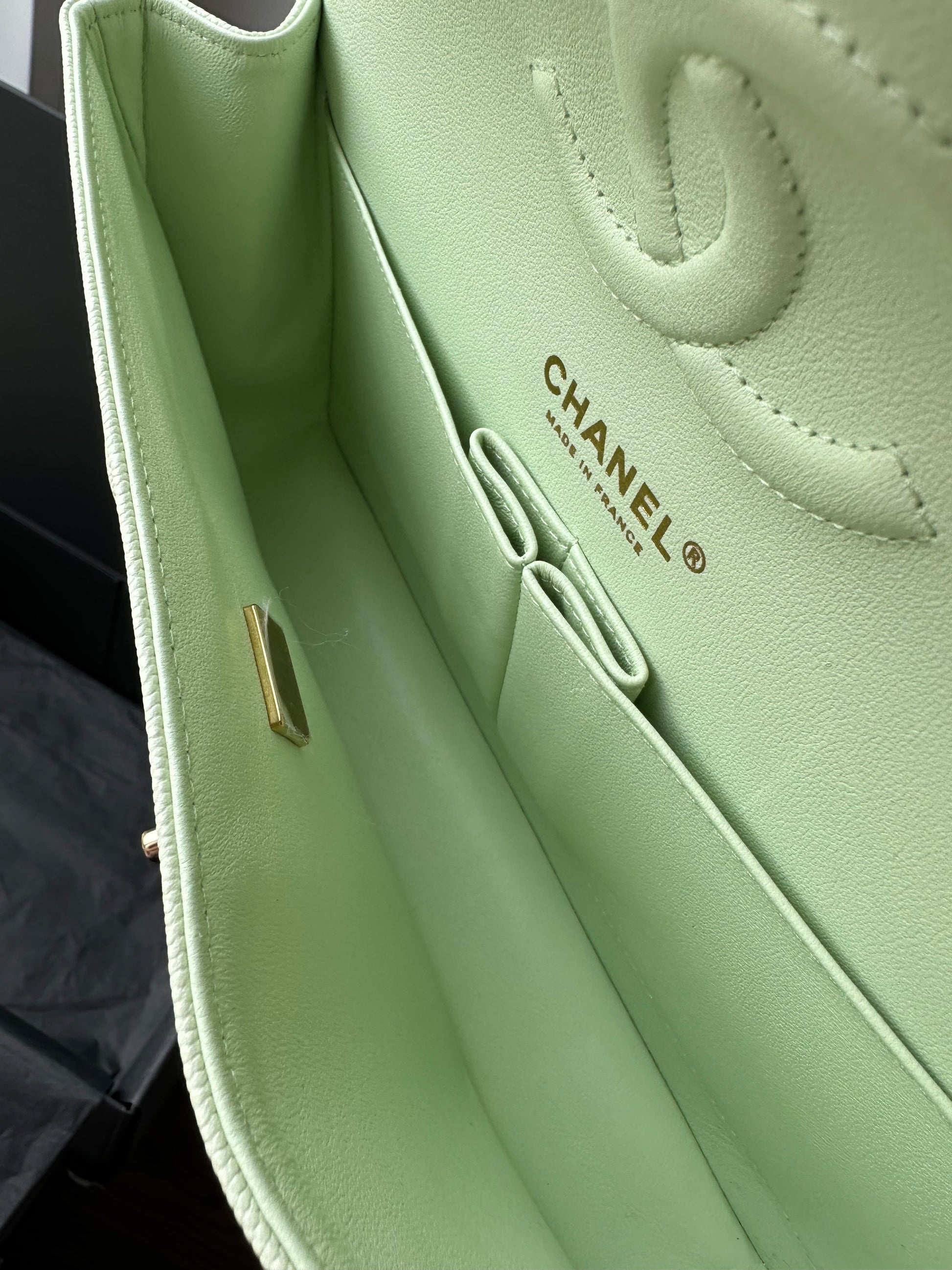 CHANEL 22C Mint Green Medium Caviar Classic Flap - Carly Julia Sells Stuff, LLC