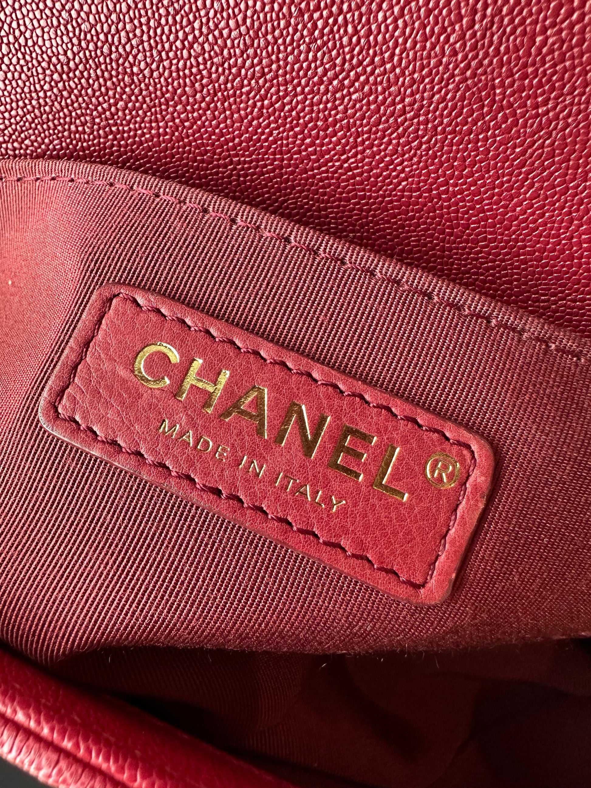 CHANEL Burgundy Caviar Old Medium Boy Bag GHW - Carly Julia Sells Stuff, LLC