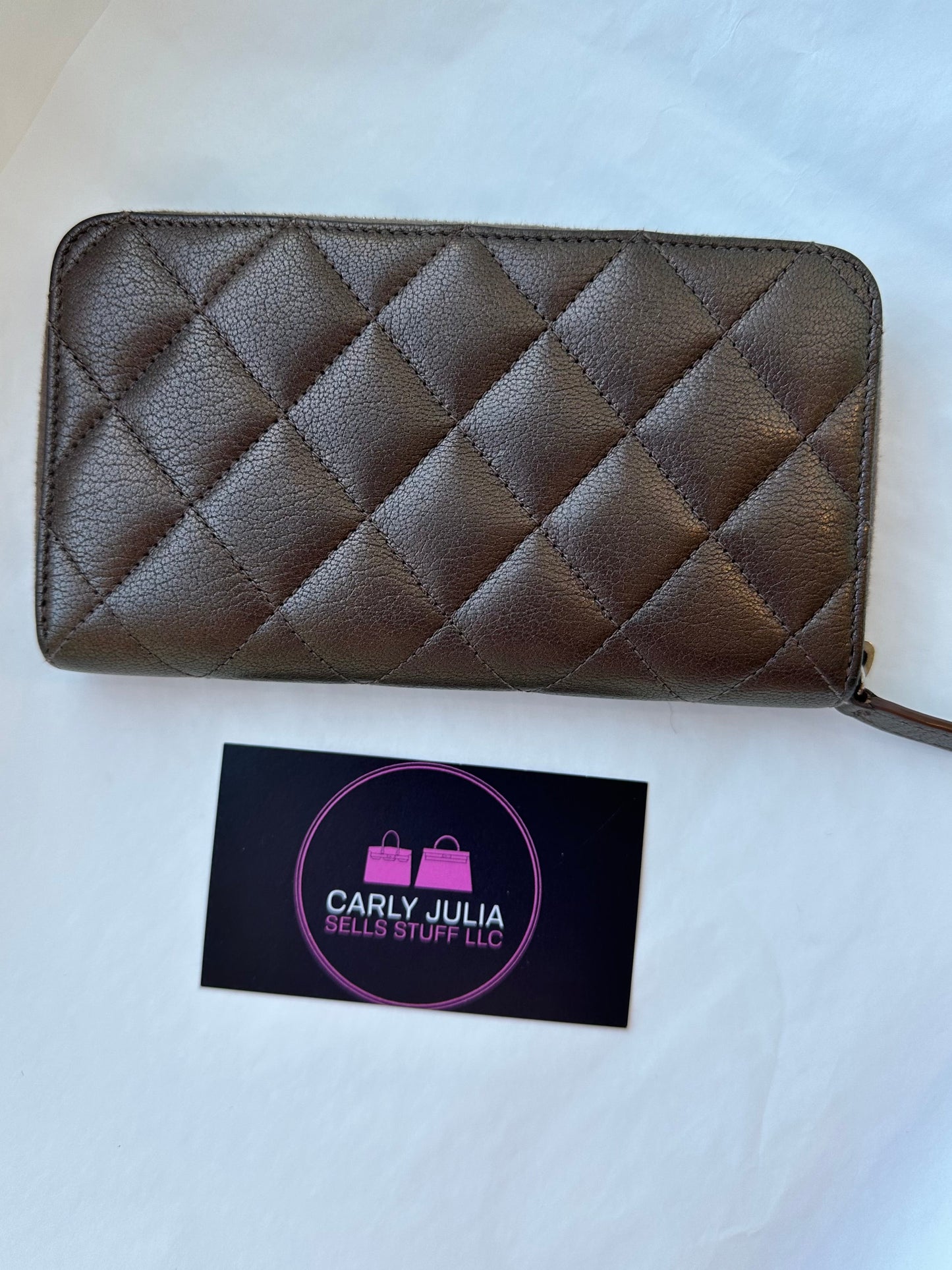 CHANEL Iridescent Goatskin Quilted Large Zip Around Wallet - Carly Julia Sells Stuff, LLC