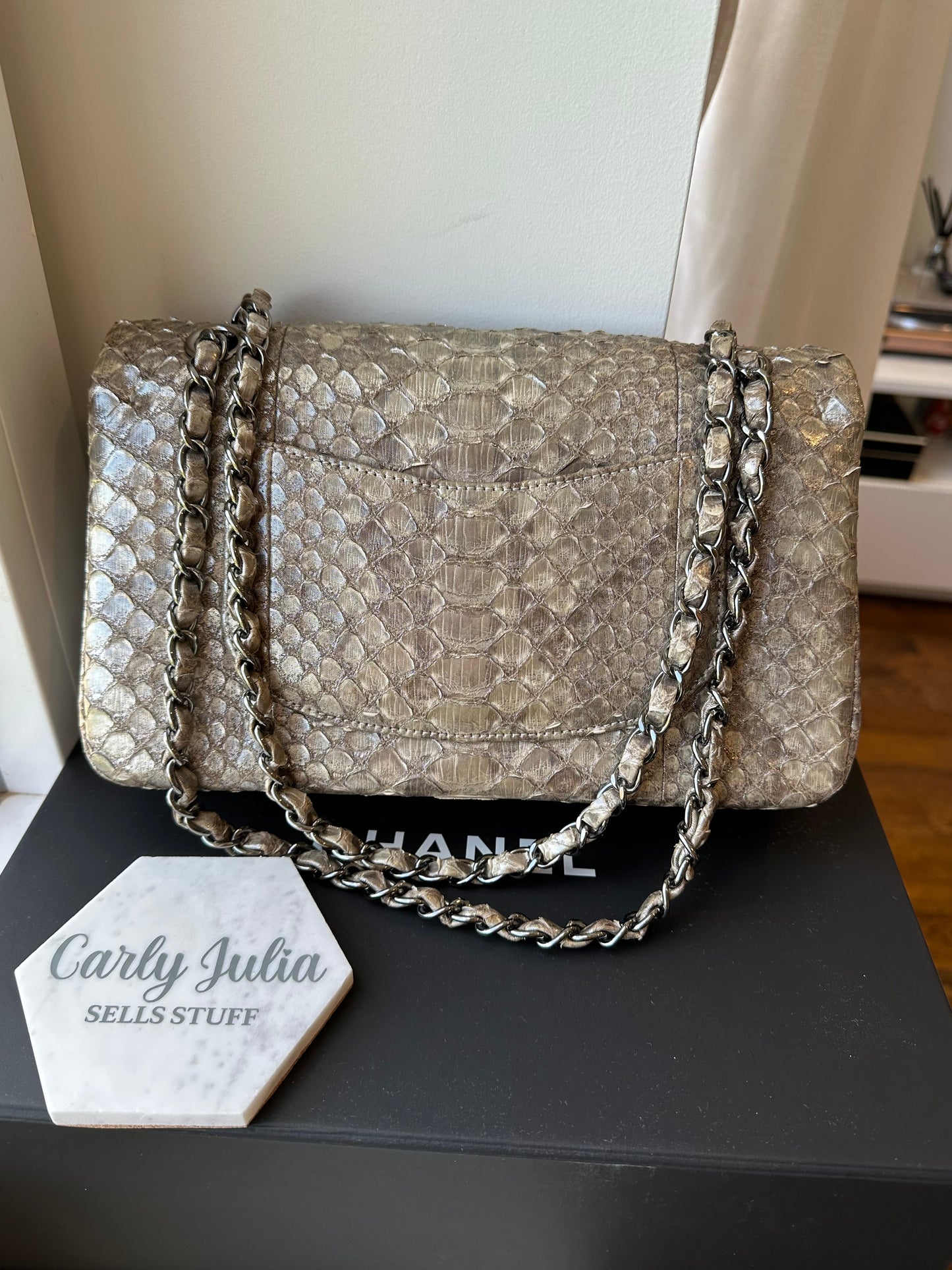 CHANEL Iridescent Python Medium Classic Double Flap - Carly Julia Sells Stuff, LLC