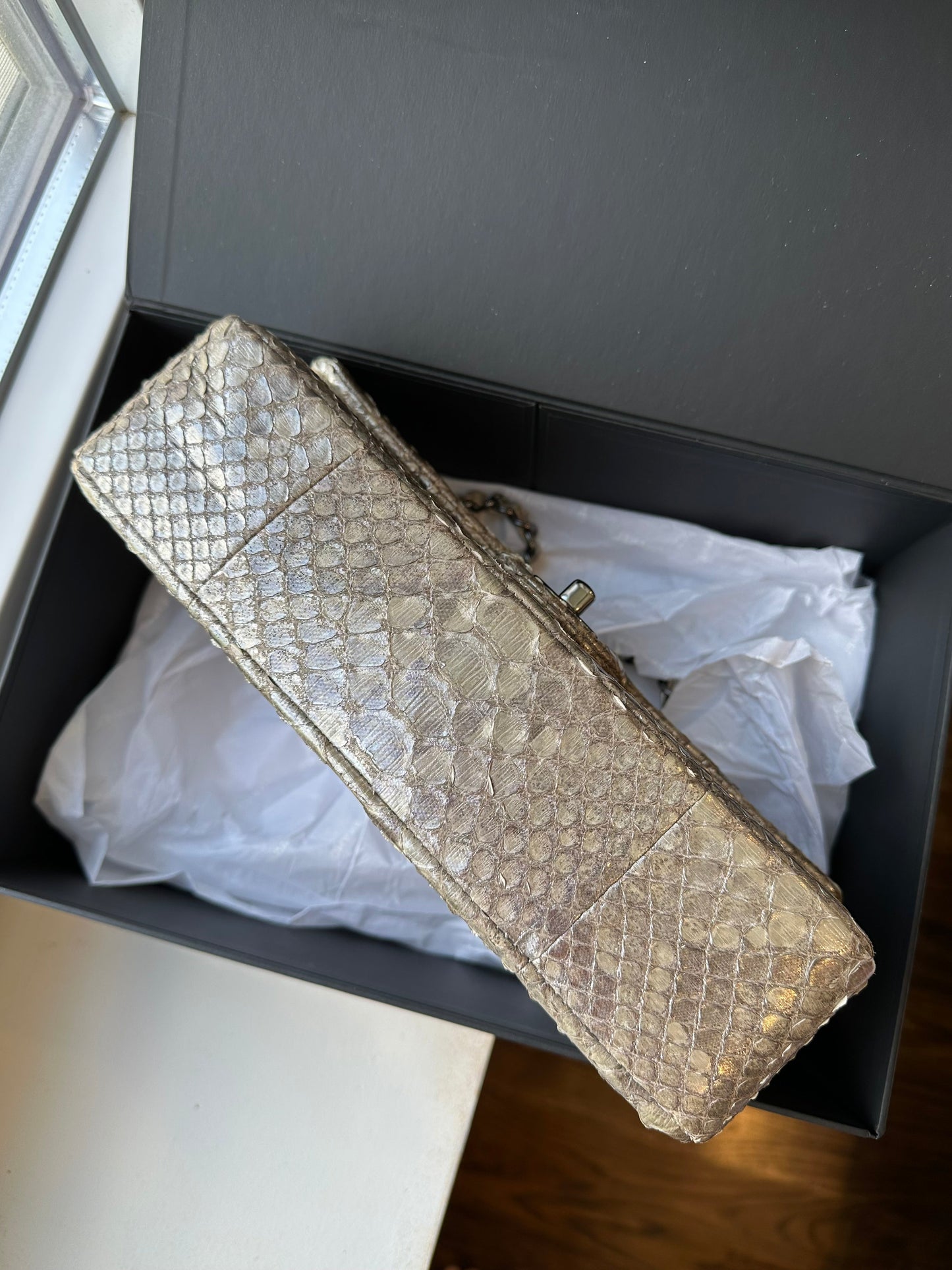 CHANEL Iridescent Python Medium Classic Double Flap - Carly Julia Sells Stuff, LLC