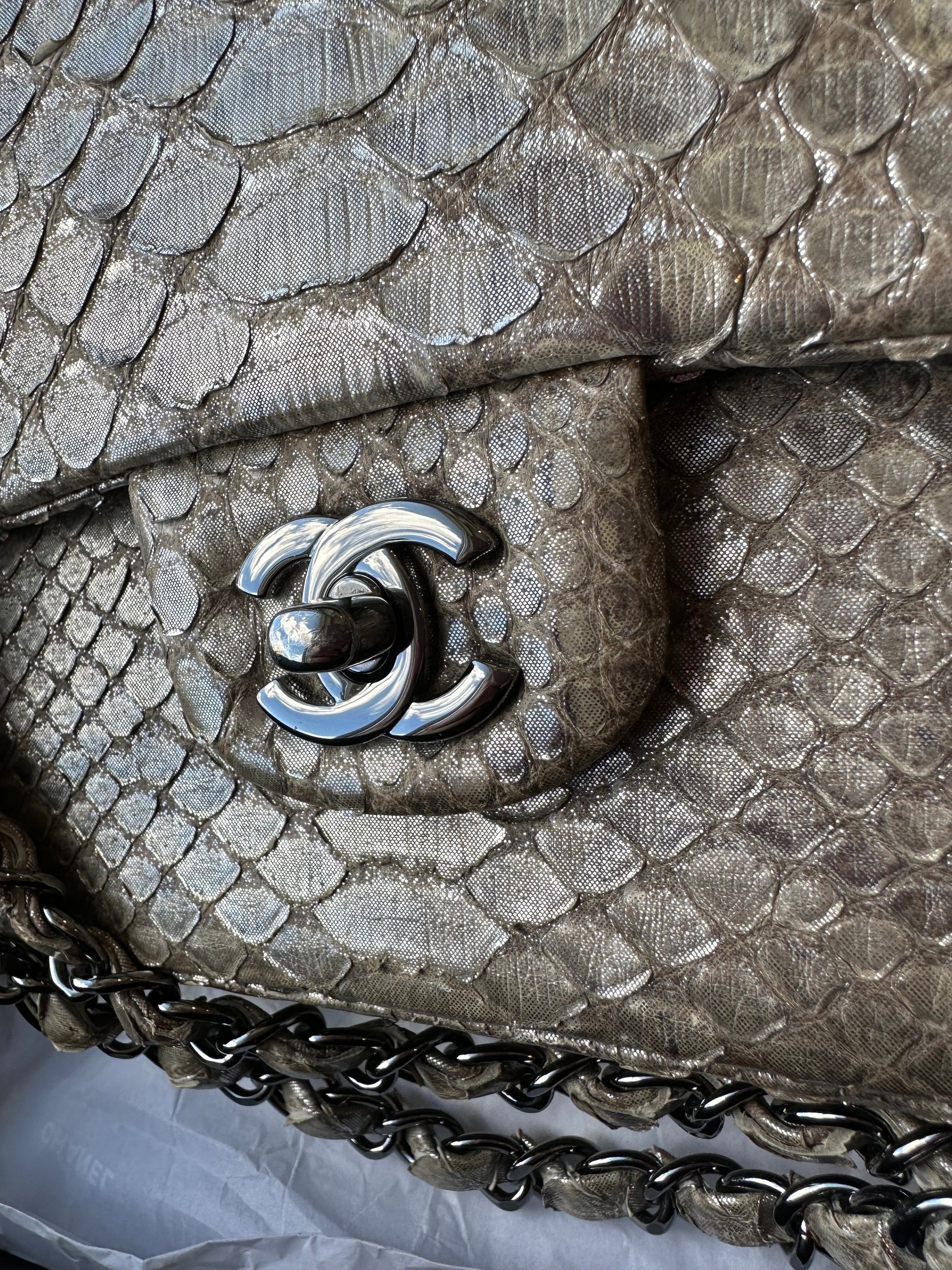 CHANEL Iridescent Python Medium Classic Double Flap - Carly Julia Sells Stuff, LLC