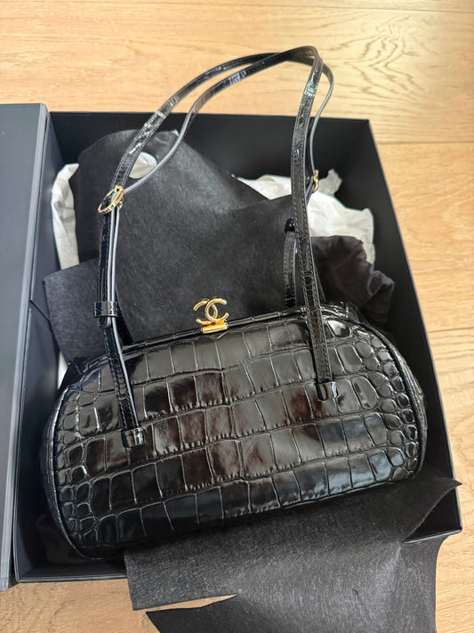 CHANEL Métiers D’Art 2026 Crocodile Embossed Calfskin Clutch with Leather Strap - Carly Julia Sells Stuff, LLC