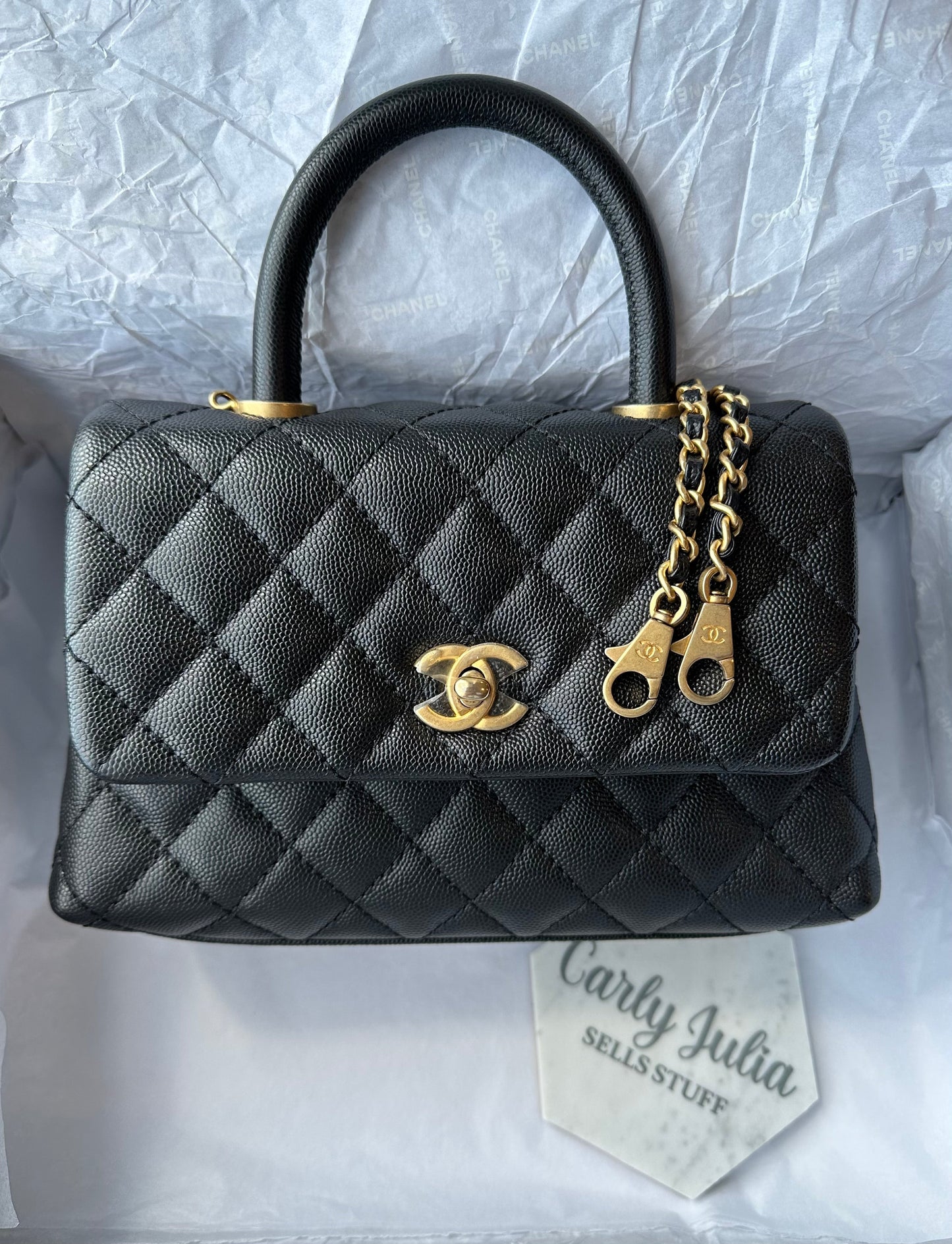 CHANEL Mini Black Caviar Coco Handle - Carly Julia Sells Stuff, LLC