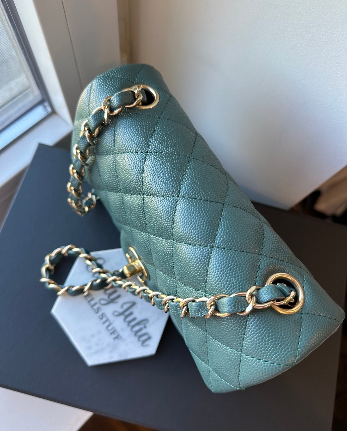 CHANEL Mini Caviar Green Turquoise 17B Flap Bag - Carly Julia Sells Stuff, LLC