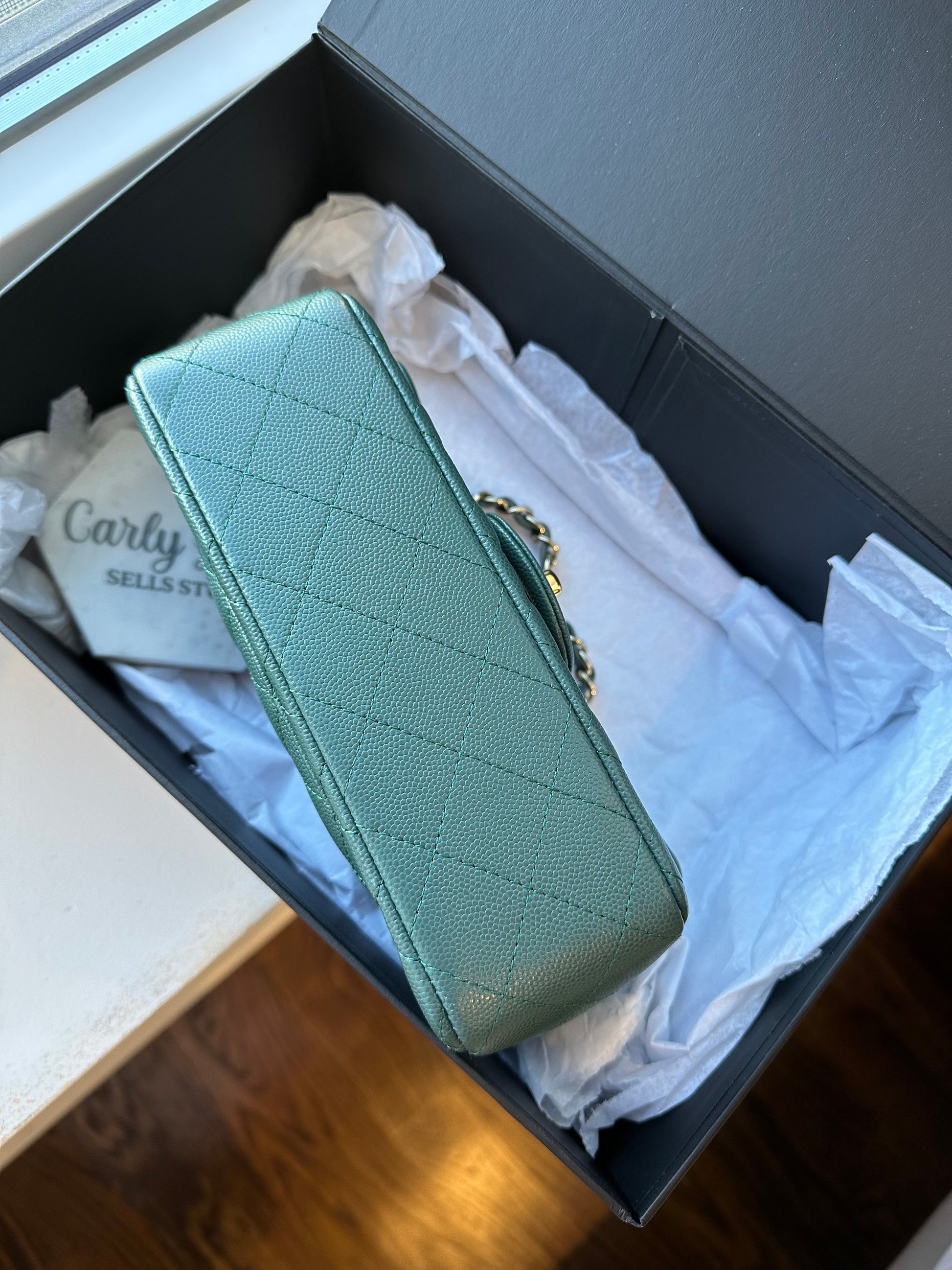 CHANEL Mini Caviar Green Turquoise 17B Flap Bag - Carly Julia Sells Stuff, LLC