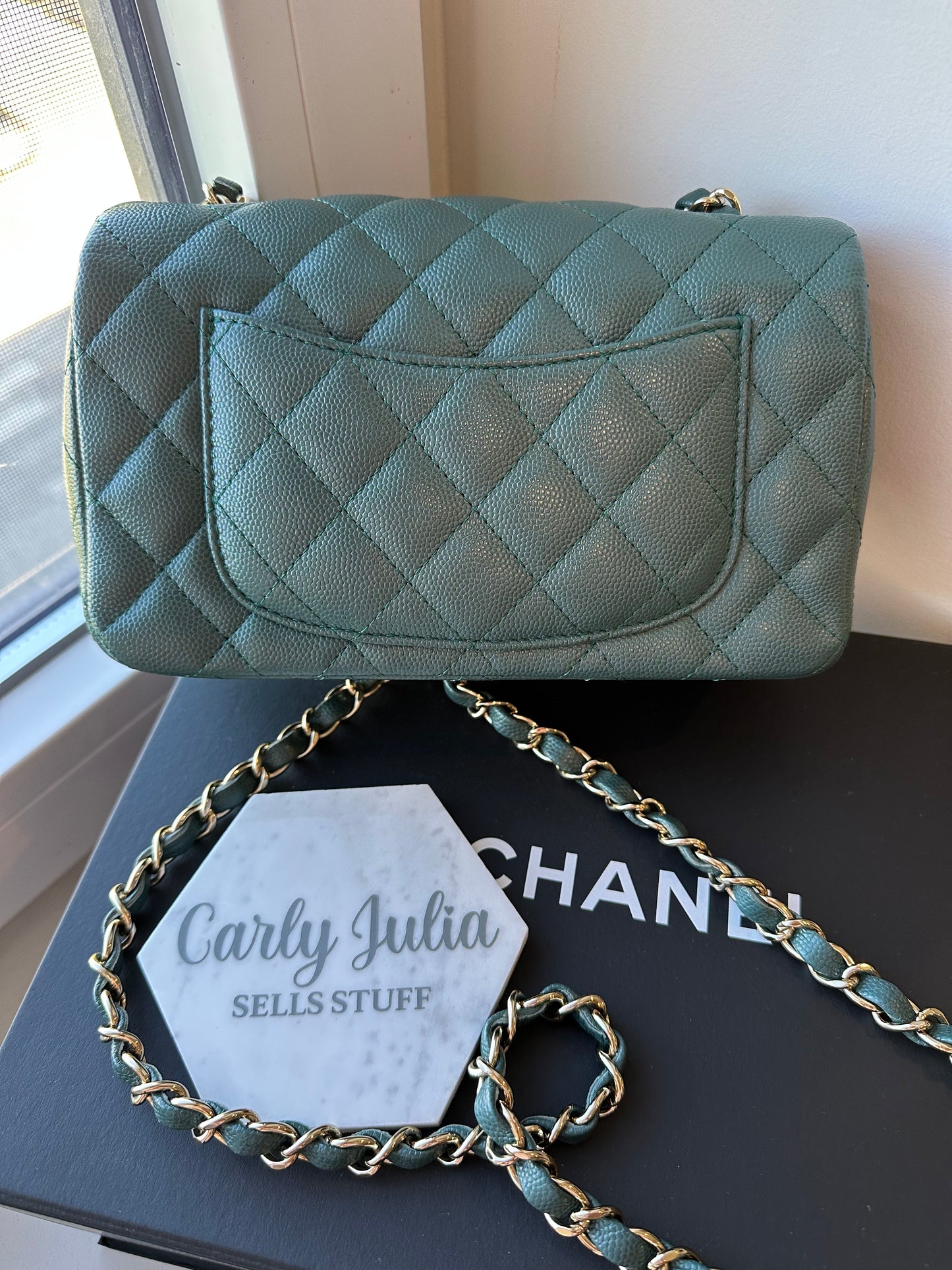 CHANEL Mini Caviar Green Turquoise 17B Flap Bag - Carly Julia Sells Stuff, LLC