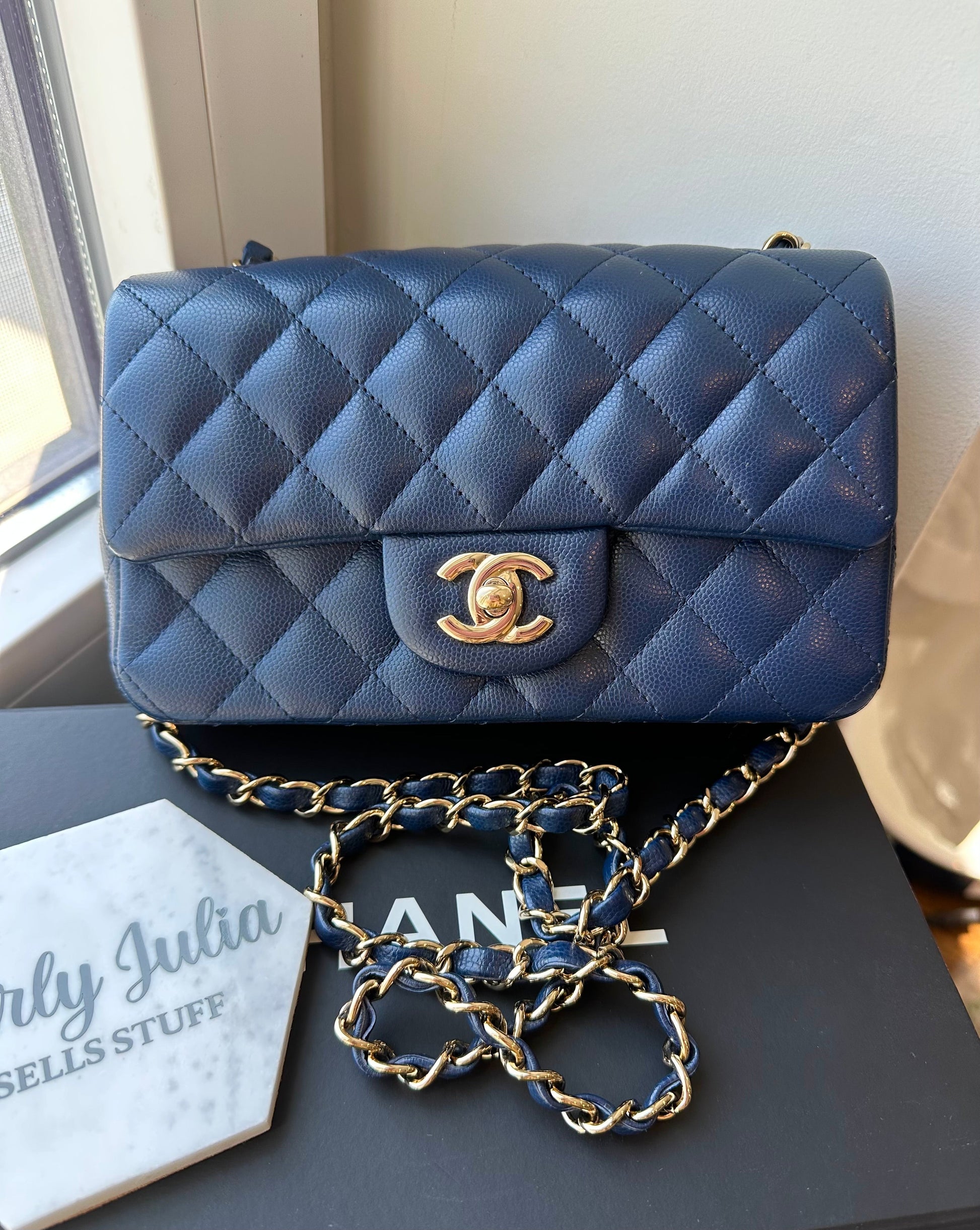 CHANEL Mini Caviar Navy GHW - Carly Julia Sells Stuff, LLC