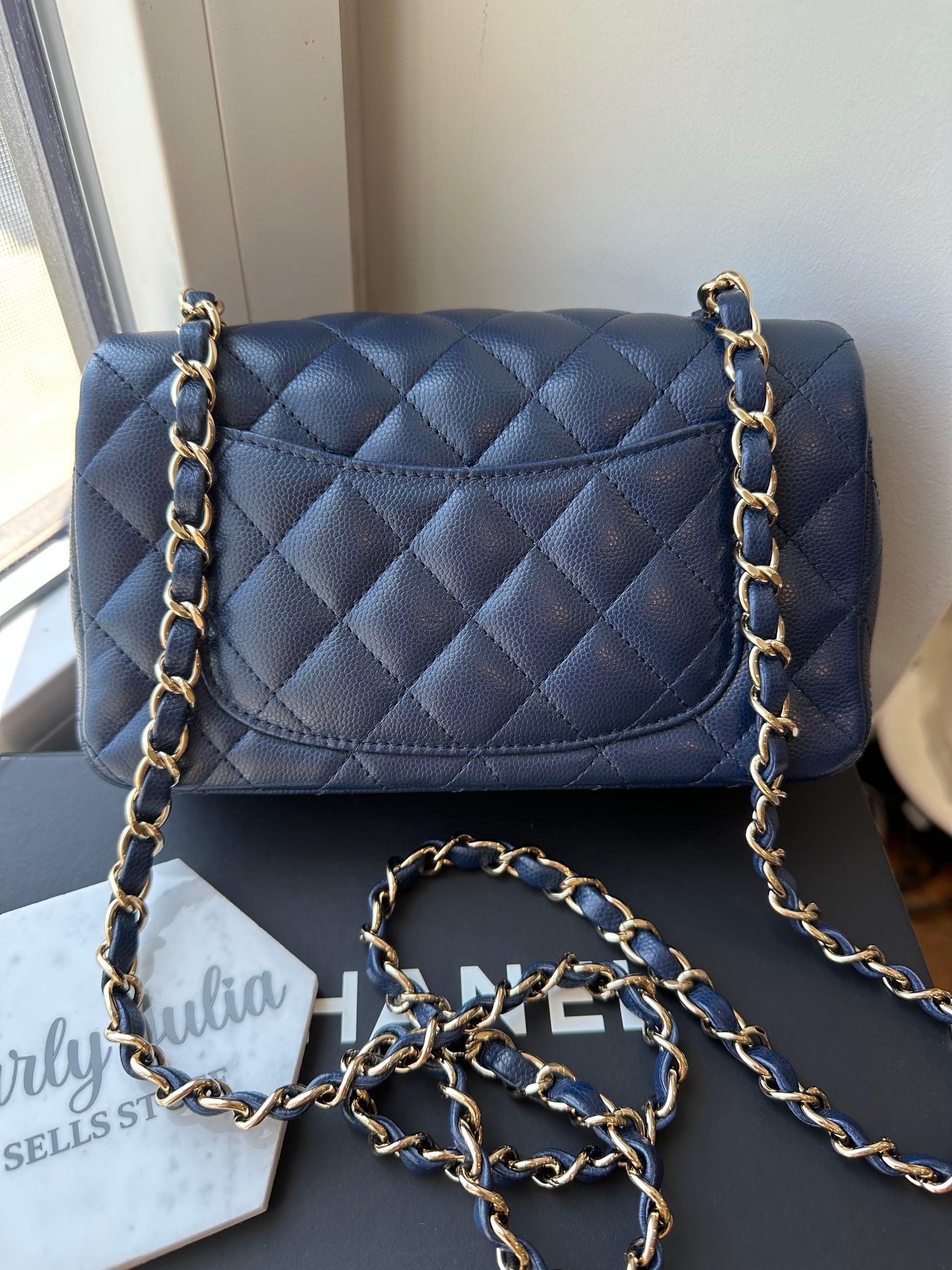 CHANEL Mini Caviar Navy GHW - Carly Julia Sells Stuff, LLC