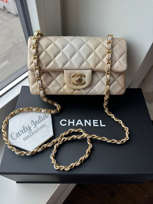 CHANEL Mini Rectangle Ombre Goatskin Gold Flap - Carly Julia Sells Stuff, LLC