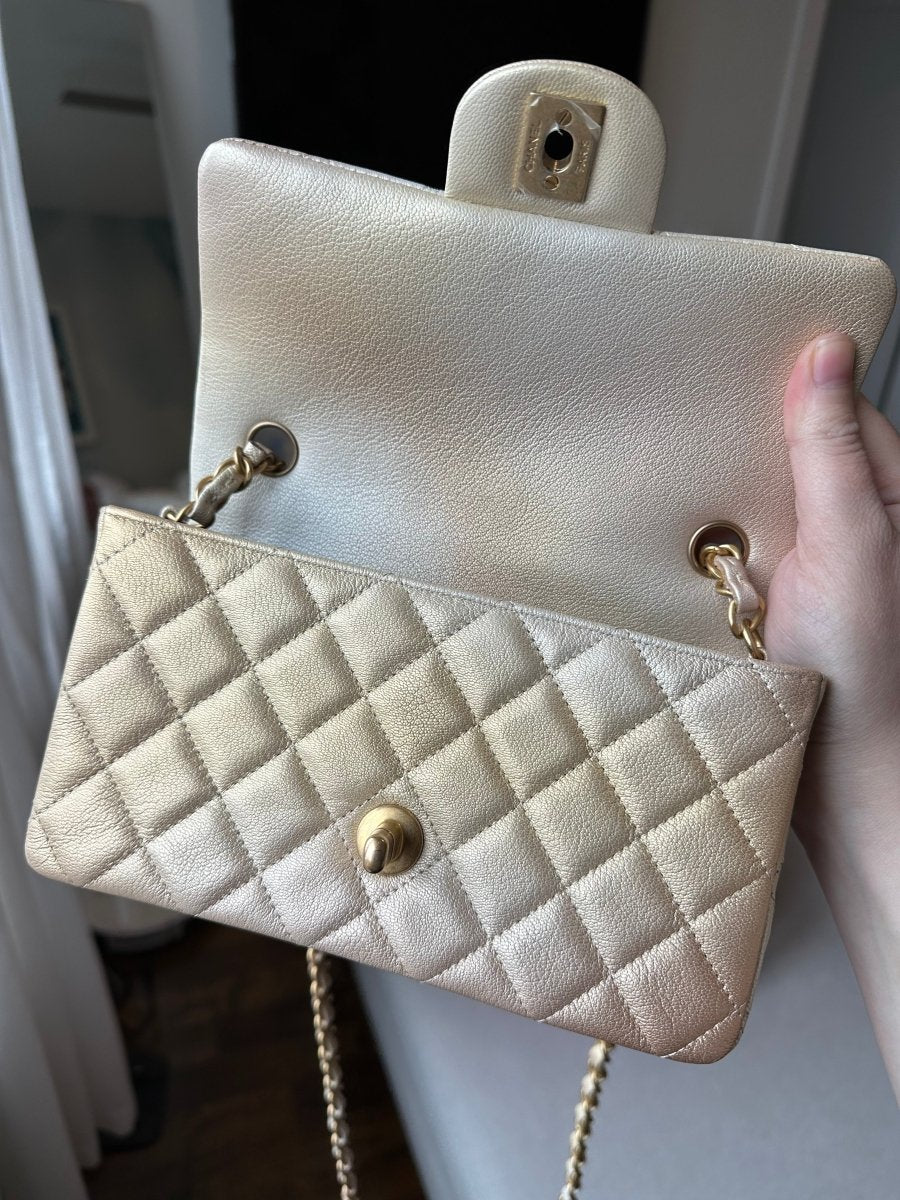 CHANEL Mini Rectangle Ombre Goatskin Gold Flap - Carly Julia Sells Stuff, LLC