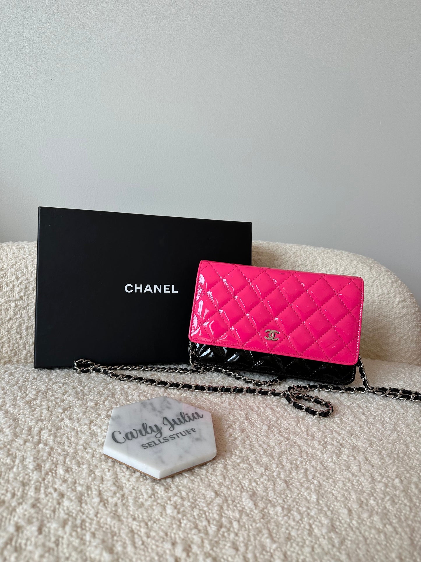 CHANEL Patent Bicolor Wallet On Chain - Carly Julia Sells Stuff, LLC