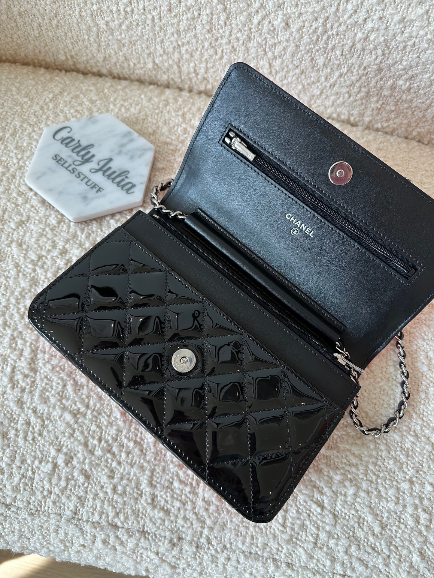 CHANEL Patent Bicolor Wallet On Chain - Carly Julia Sells Stuff, LLC