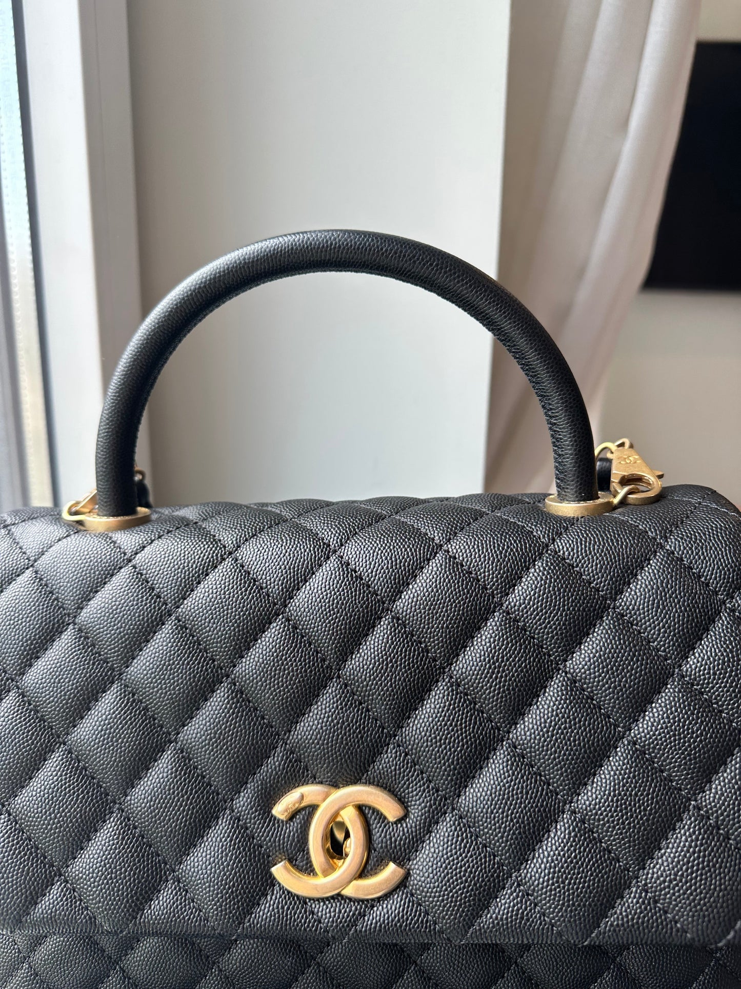 CHANEL Small (New Medium) Caviar Coco Handle Black GHW - Carly Julia Sells Stuff, LLC