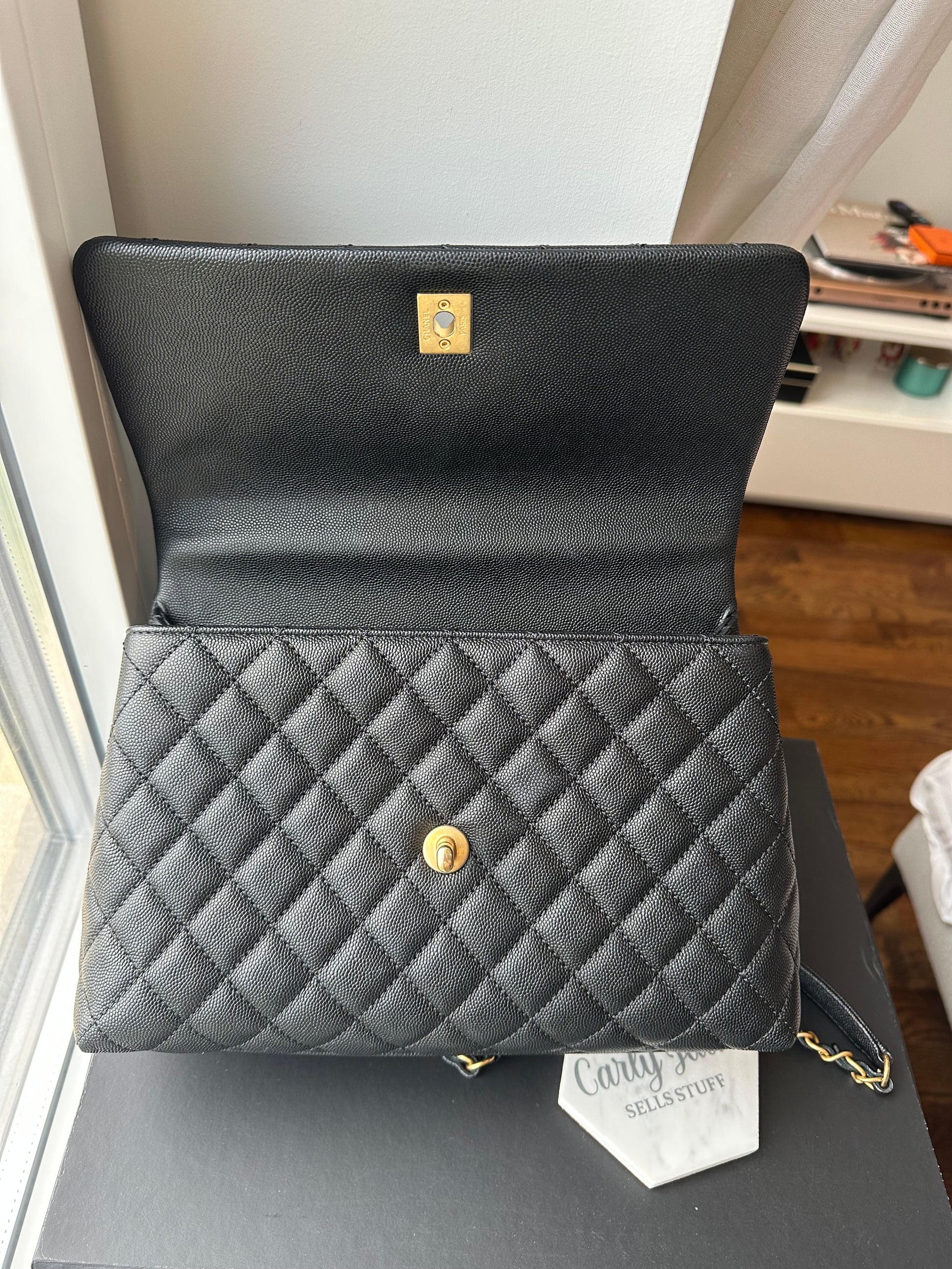 CHANEL Small (New Medium) Caviar Coco Handle Black GHW - Carly Julia Sells Stuff, LLC