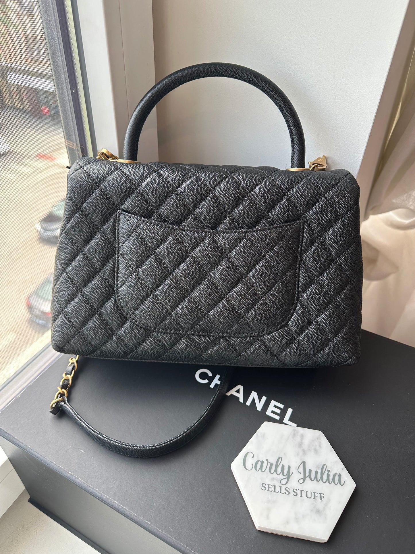 CHANEL Small (New Medium) Caviar Coco Handle Black GHW - Carly Julia Sells Stuff, LLC