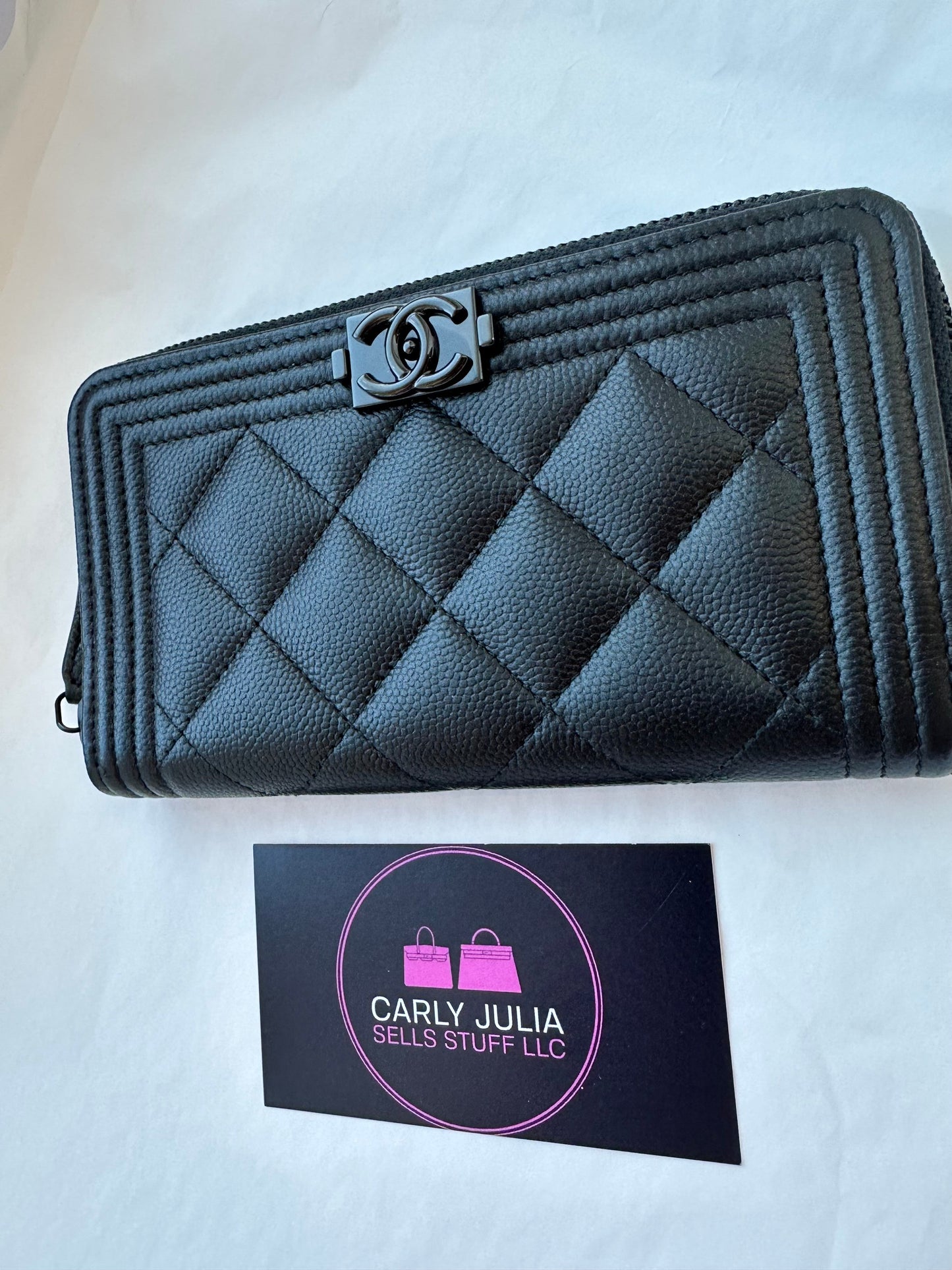 CHANEL So Black Boy Long Zip Around Wallet - Carly Julia Sells Stuff, LLC