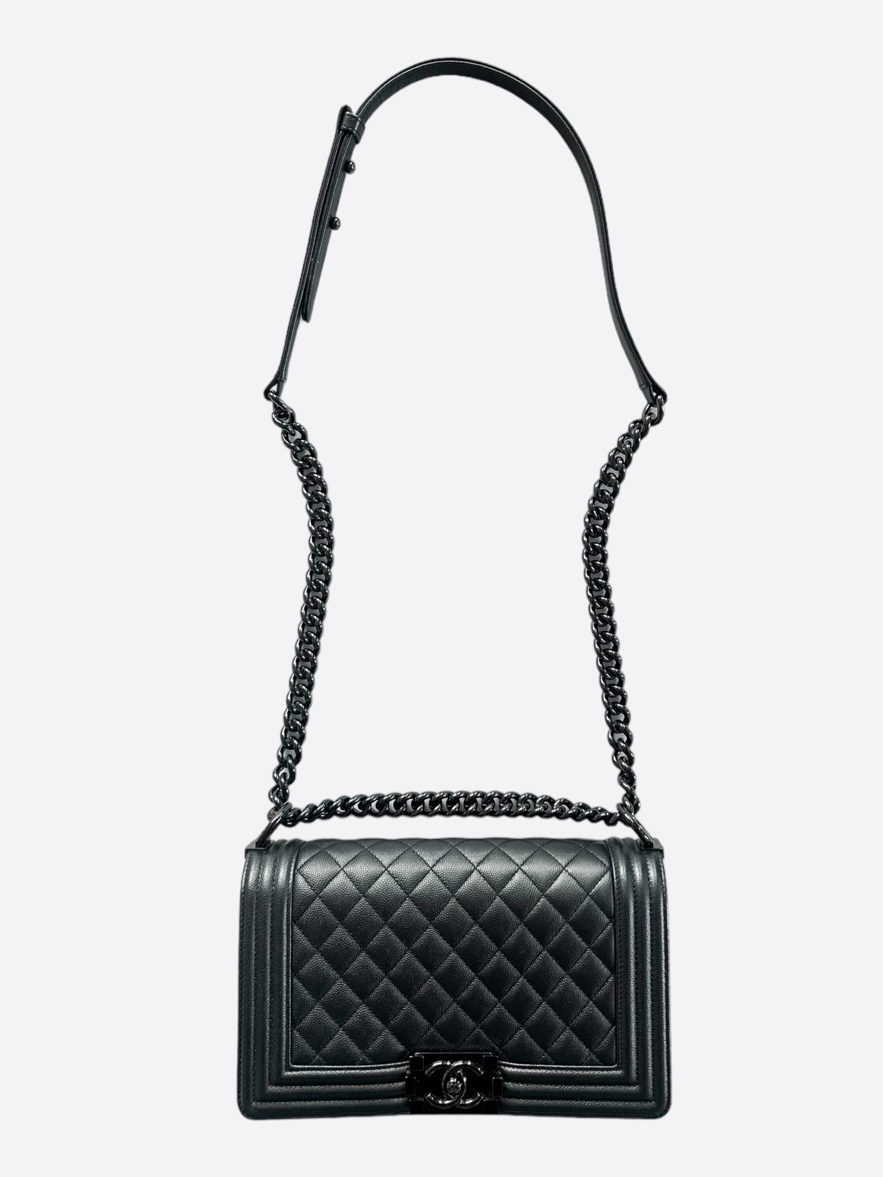 Chanel So Black Calfskin Quilted Medium Boy Bag - Carly Julia Sells Stuff, LLC