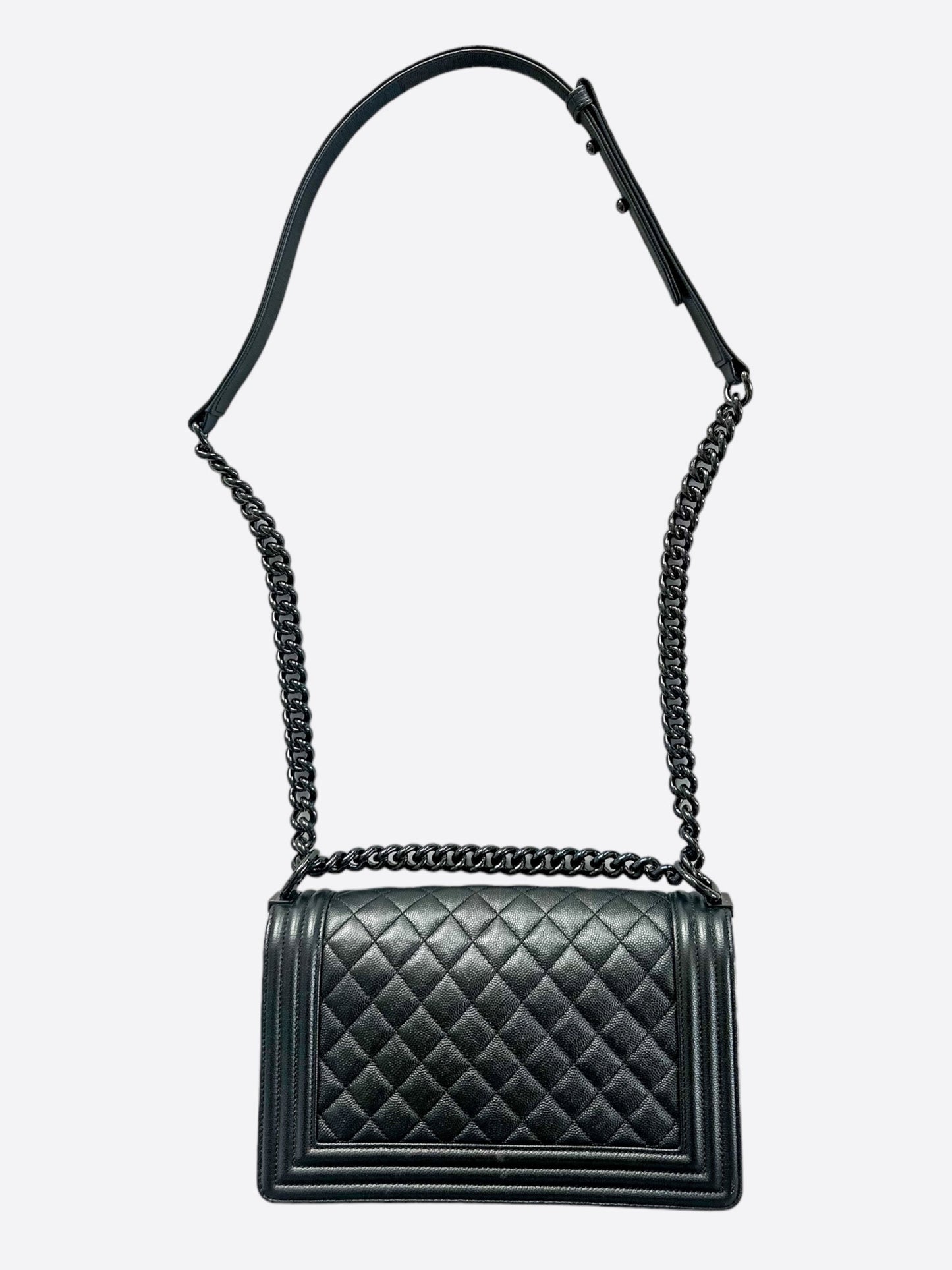 Chanel So Black Calfskin Quilted Medium Boy Bag - Carly Julia Sells Stuff, LLC