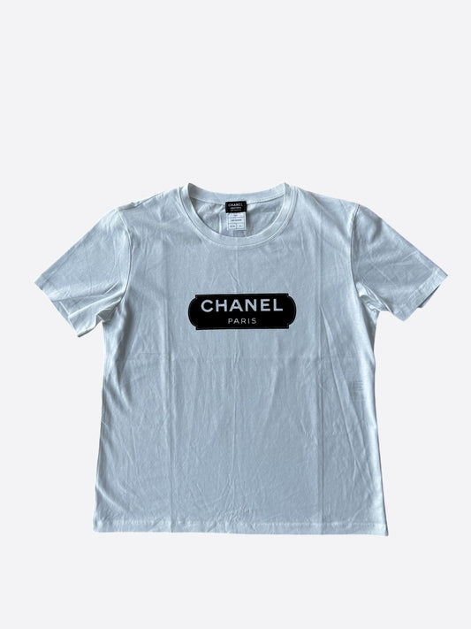 Chanel White & Black Logo T-Shirt - Carly Julia Sells Stuff, LLC