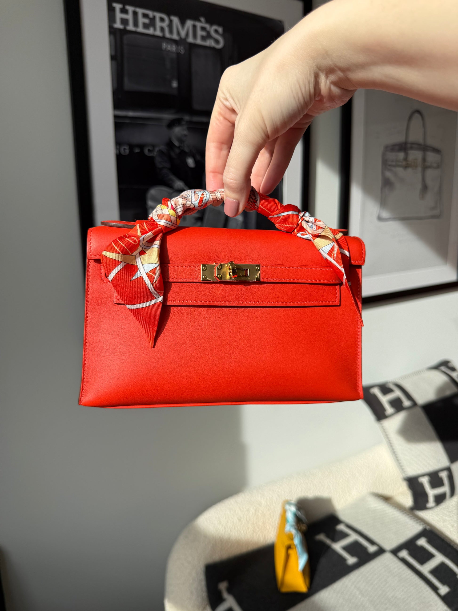 Hermes 2020 Kelly Pochette Capucine GHW - Carly Julia Sells Stuff, LLC