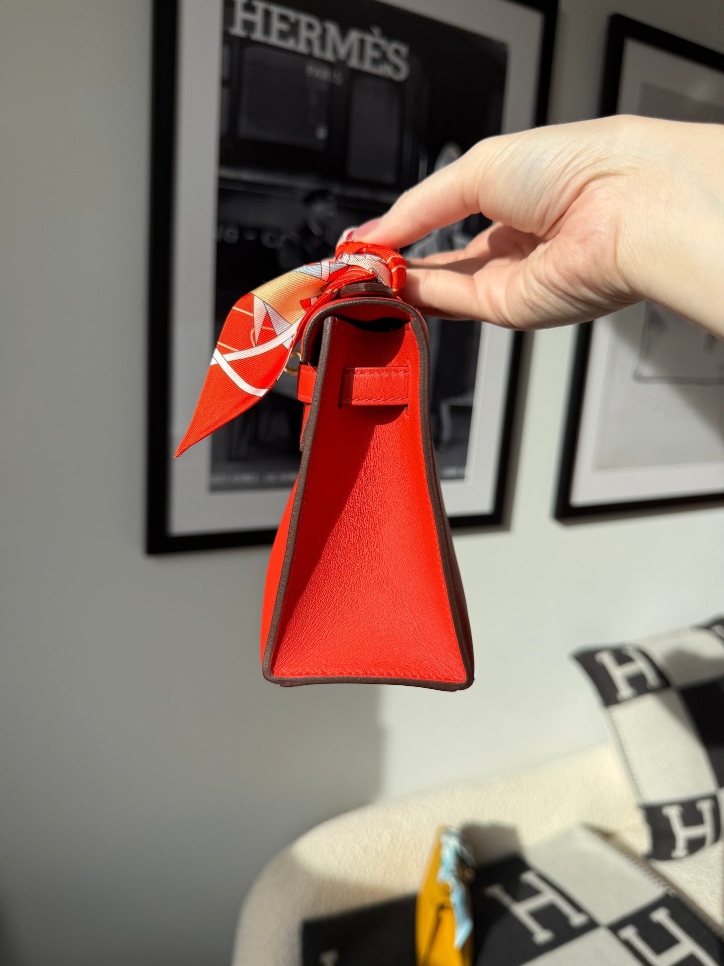 Hermes 2020 Kelly Pochette Capucine GHW - Carly Julia Sells Stuff, LLC