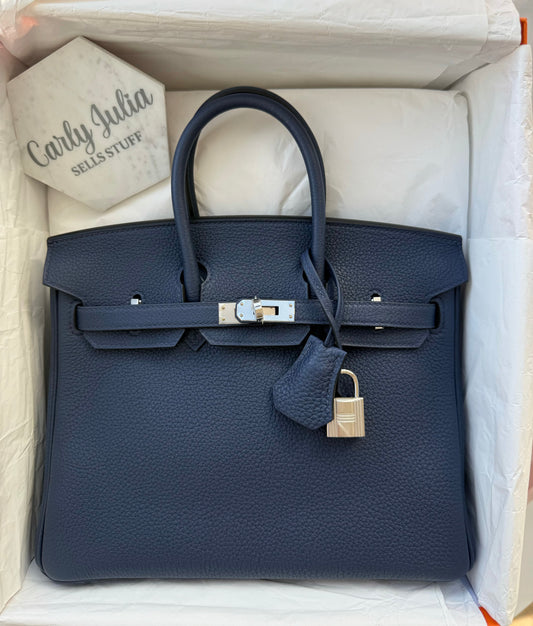 Hermes 2024 Birkin 25 Togo Blue Sapphire PHW - Carly Julia Sells Stuff, LLC