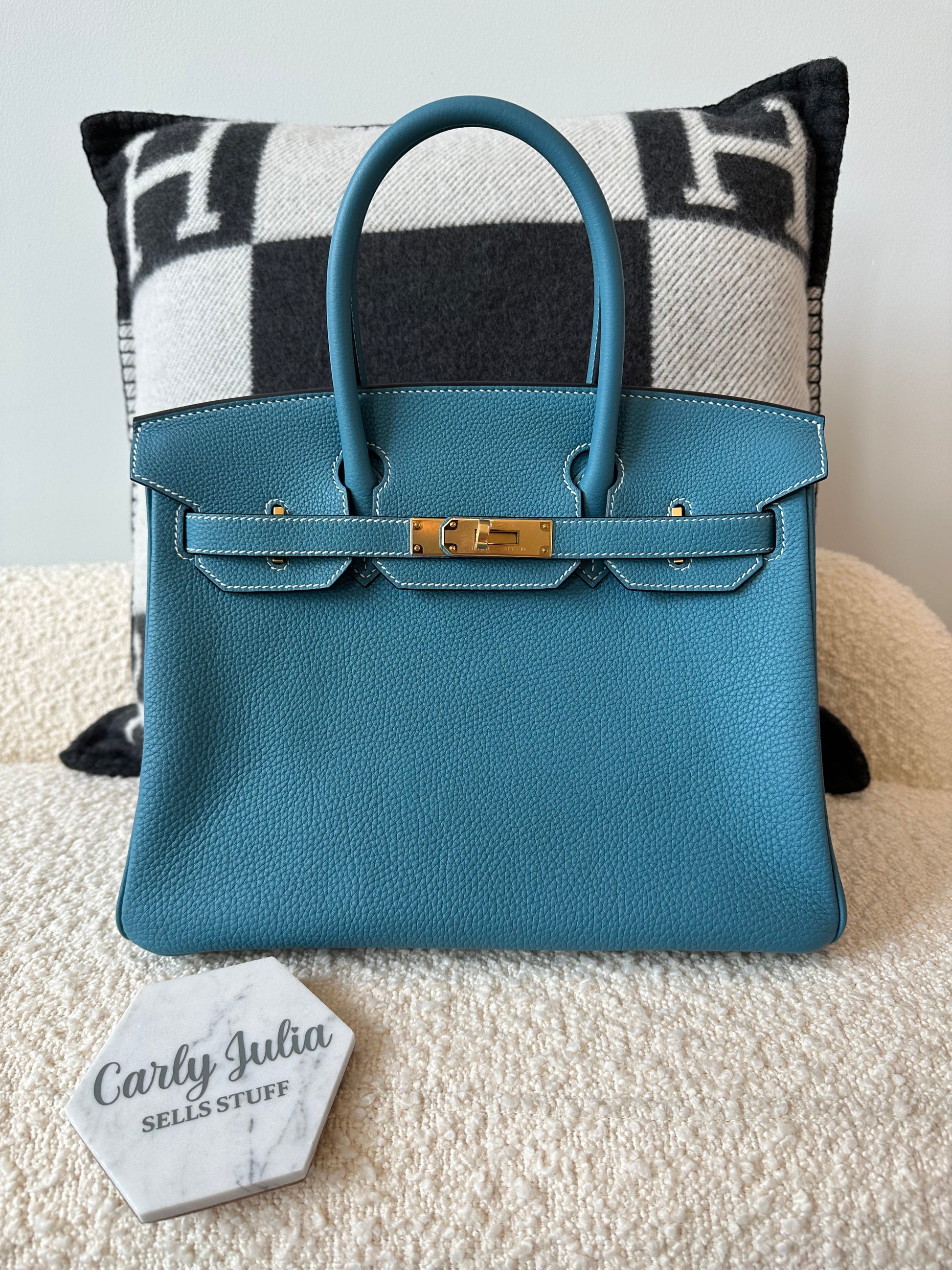 Hermes 2024 Birkin 30 Blue Jean Togo GHW - Carly Julia Sells Stuff, LLC