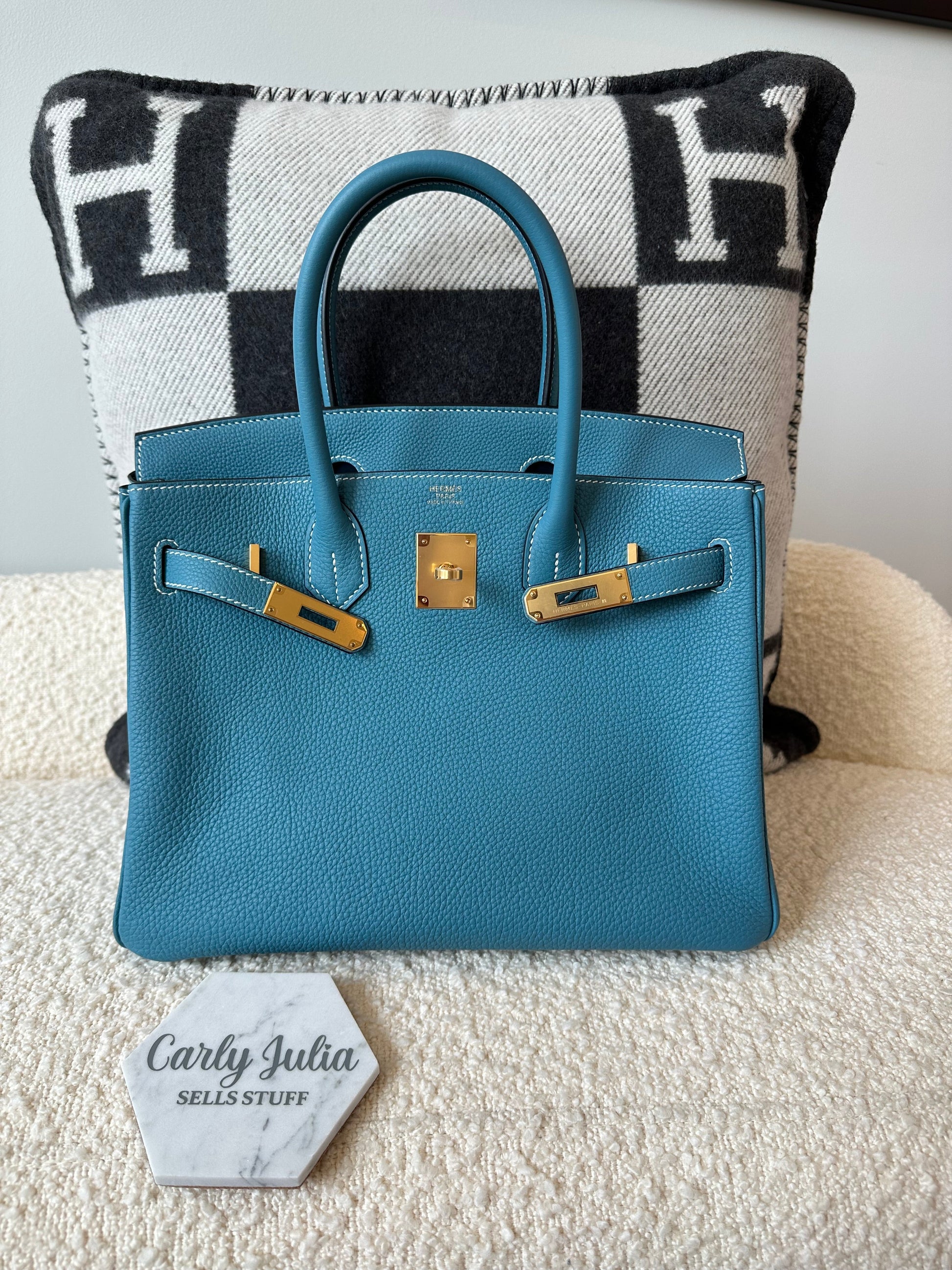 Hermes 2024 Birkin 30 Blue Jean Togo GHW - Main Image