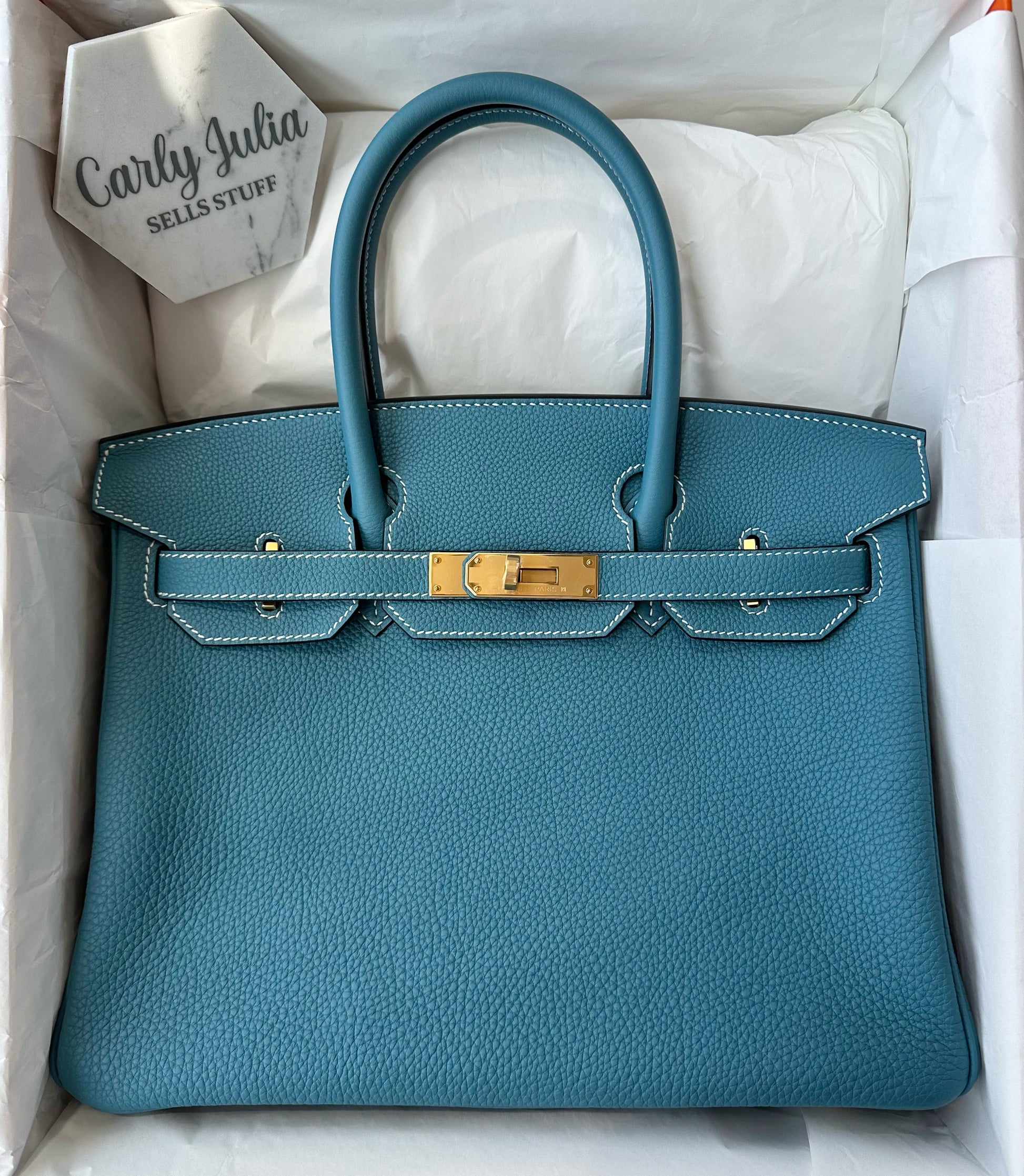 Hermes 2024 Birkin 30 Blue Jean Togo GHW - Carly Julia Sells Stuff, LLC