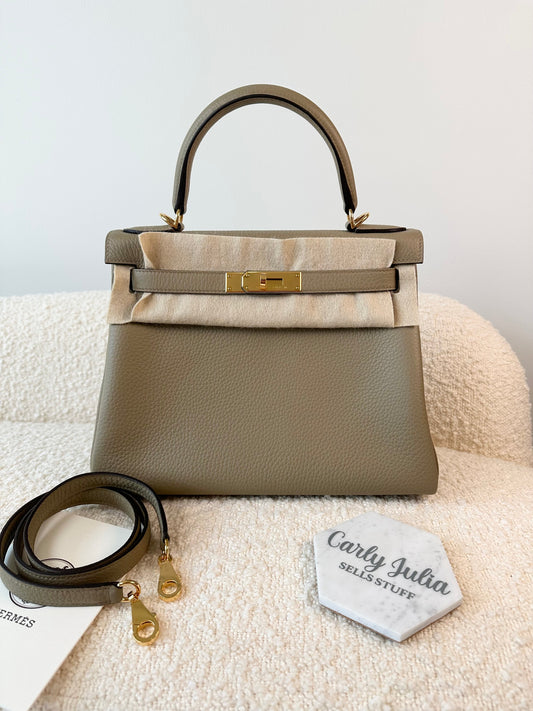 Hermes 2024 Kelly 28 Beige Marfa Retourne GHW - Carly Julia Sells Stuff, LLC