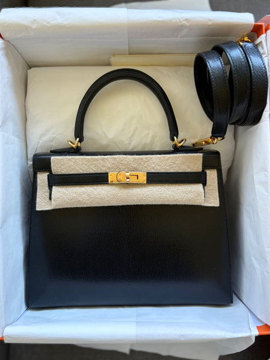 Hermes 2025 Kelly 25 Chamilka Chevre Noir GHW - Carly Julia Sells Stuff, LLC