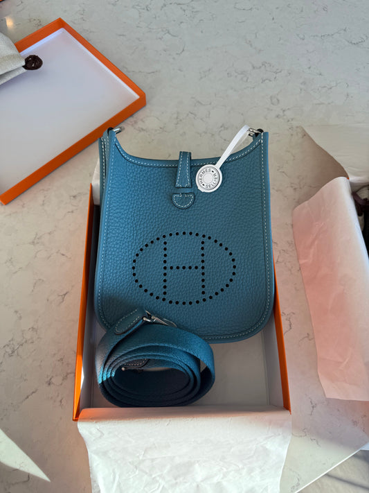 Hermes 2026 Mini Evelyne Blue Jean PHW - Carly Julia Sells Stuff, LLC