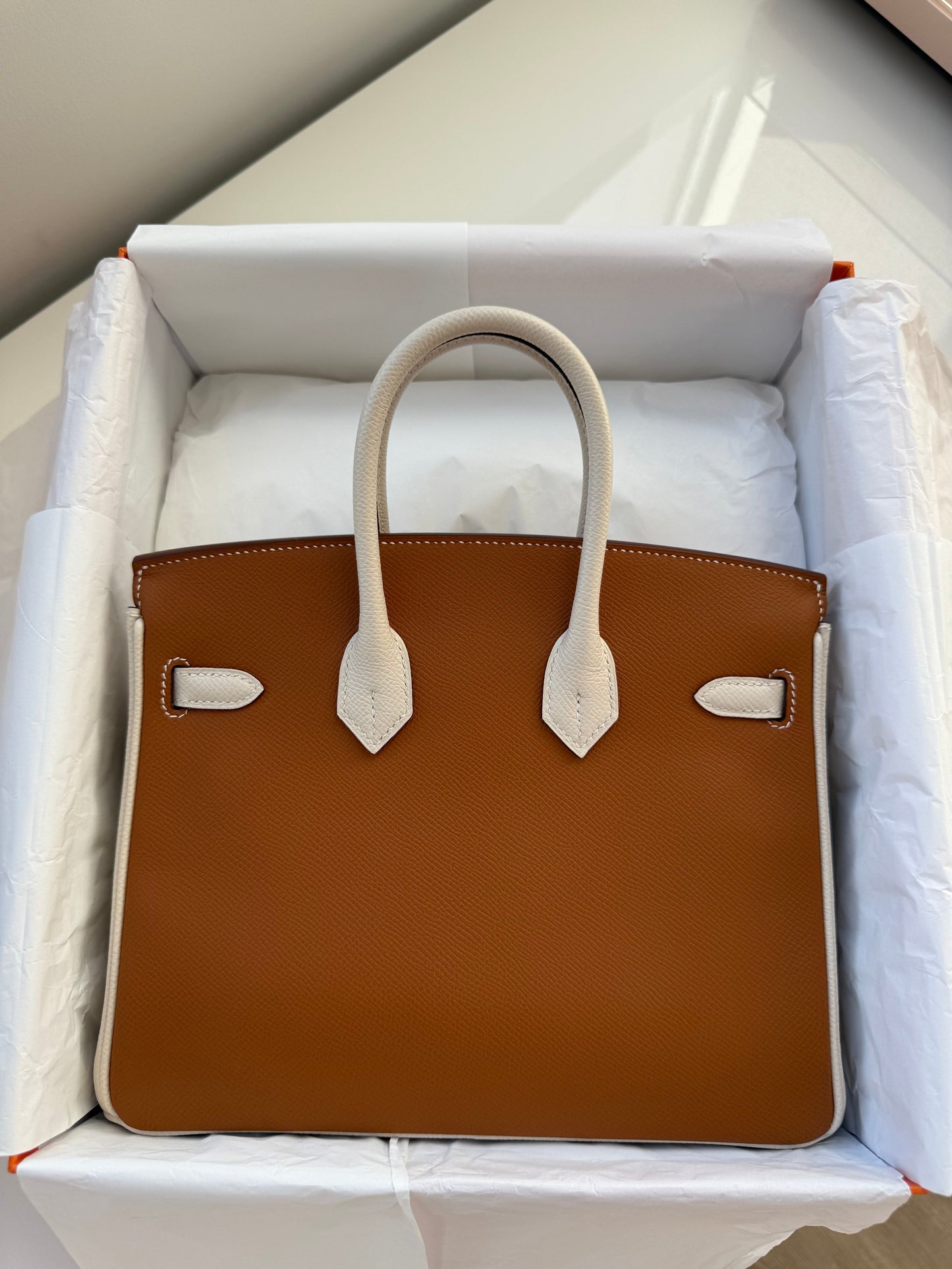 Hermes Birkin 25 HSS Special Order Gold & Craie Epsom Retourne BGHW - Carly Julia Sells Stuff, LLC
