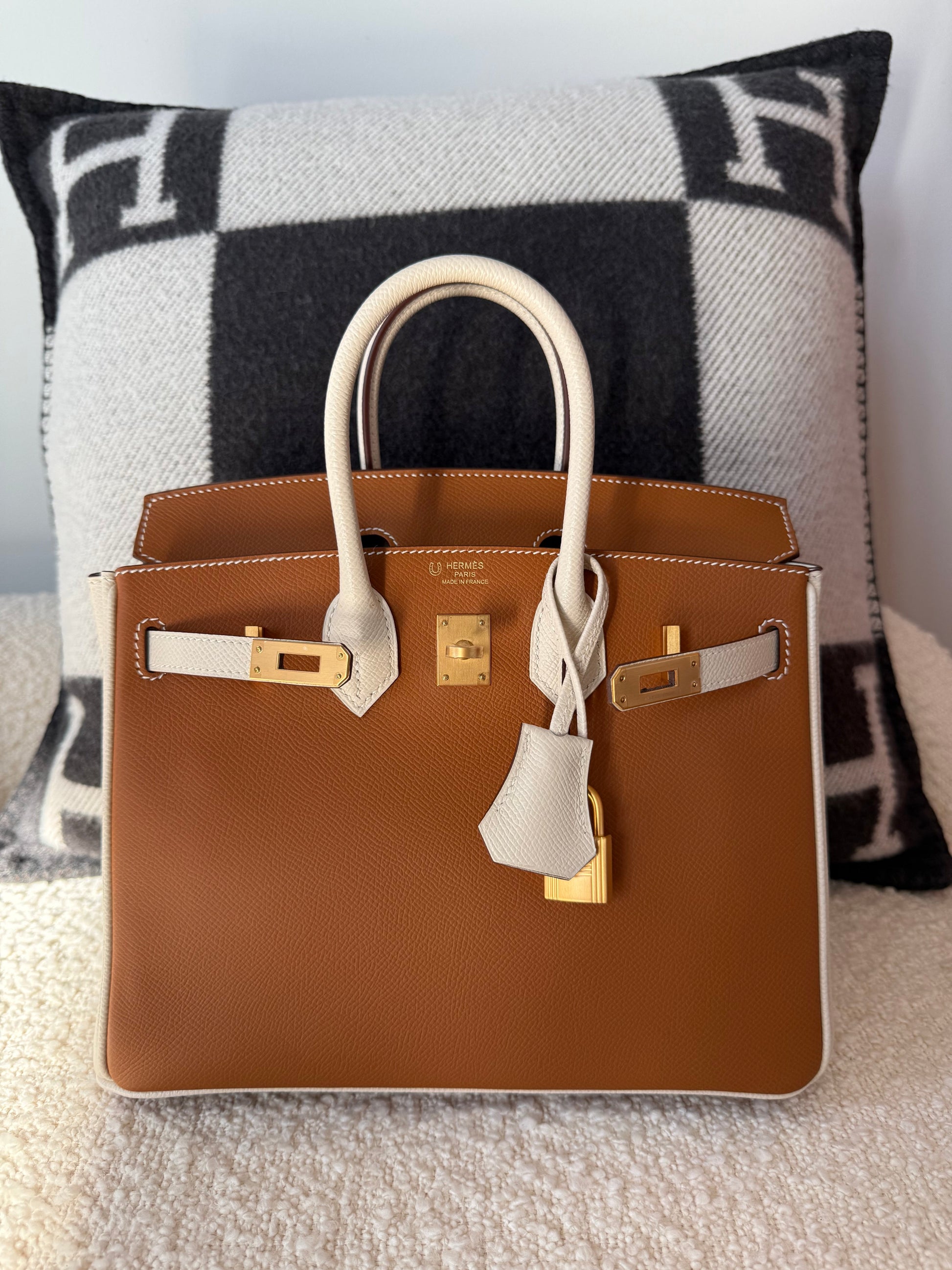 Hermes Birkin 25 HSS Special Order Gold & Craie Epsom Retourne BGHW - Carly Julia Sells Stuff, LLC