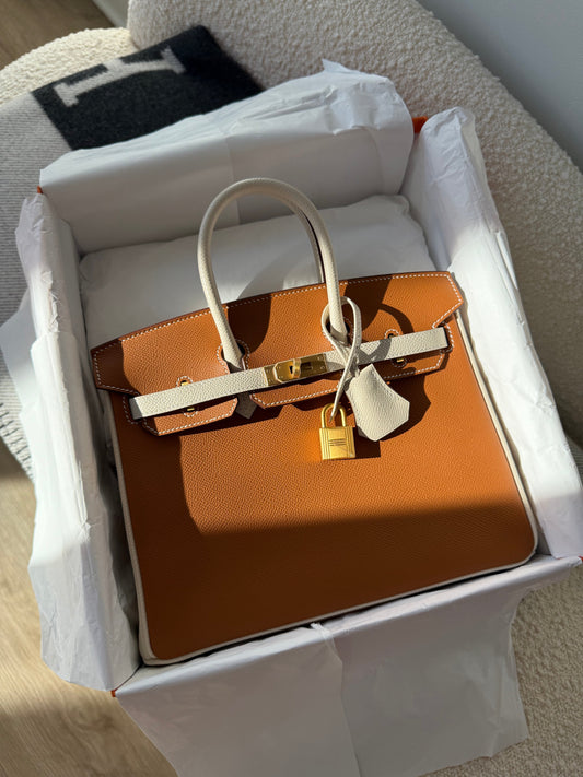 Hermes Birkin 25 HSS Special Order Gold & Craie Epsom Retourne BGHW - Carly Julia Sells Stuff, LLC