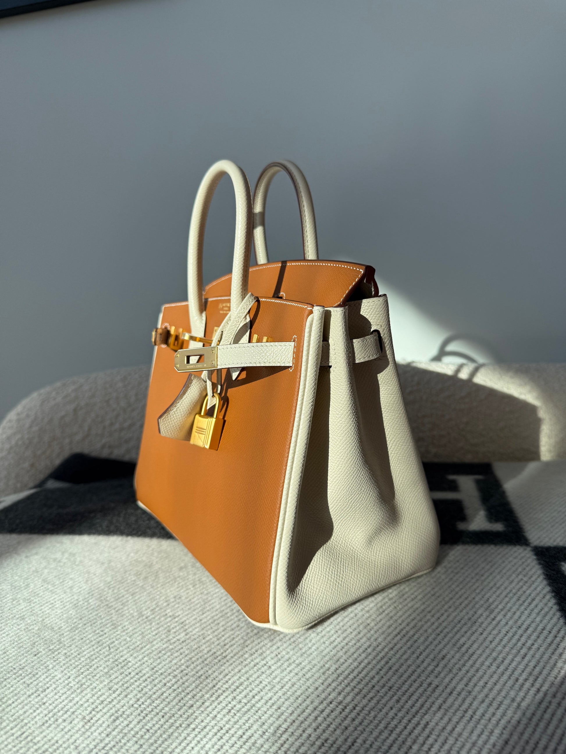 Hermes Birkin 25 HSS Special Order Gold & Craie Epsom Retourne BGHW - Carly Julia Sells Stuff, LLC
